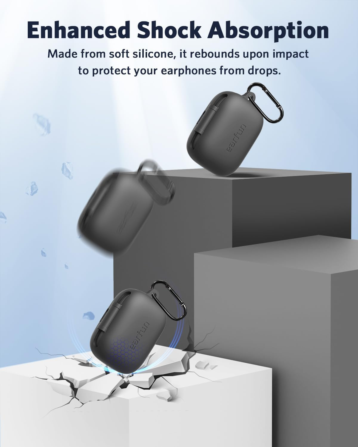 【Earfun Official】 Protective Case Cover for Earfun Air Pro 4 Earbuds, Soft Silicone Protective Case with Keychain, Shock-Proof, Supports Wireless Charging, Black image number 5