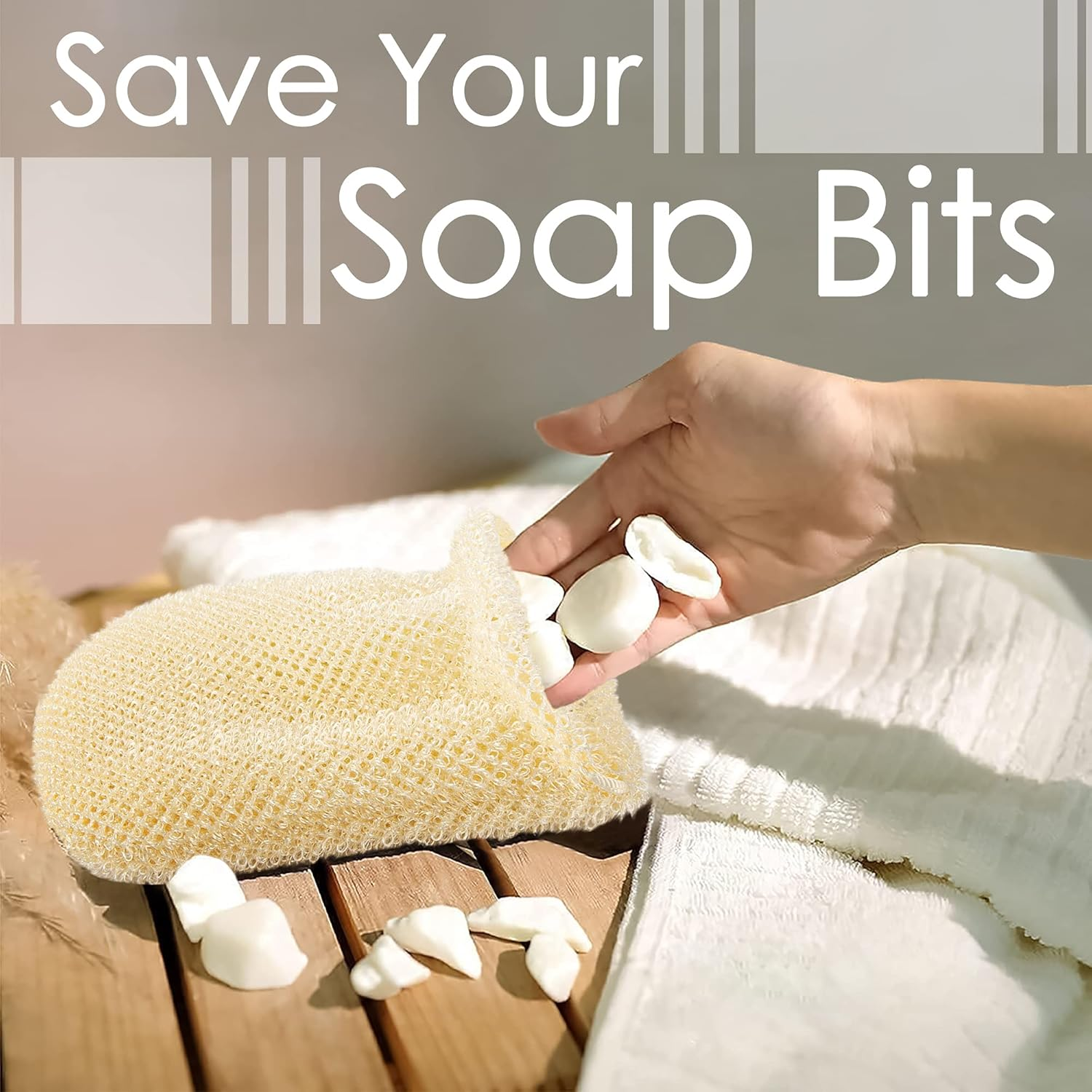 Linkidea 3 Pack Mesh Soap Scrubber Pouch, Soap Saver Bag, Soap Pouch for Shower, Mesh Soap Saver Bags with Drawstring for Shower Bathroom (Pink, Blue, Yellow) image number 5