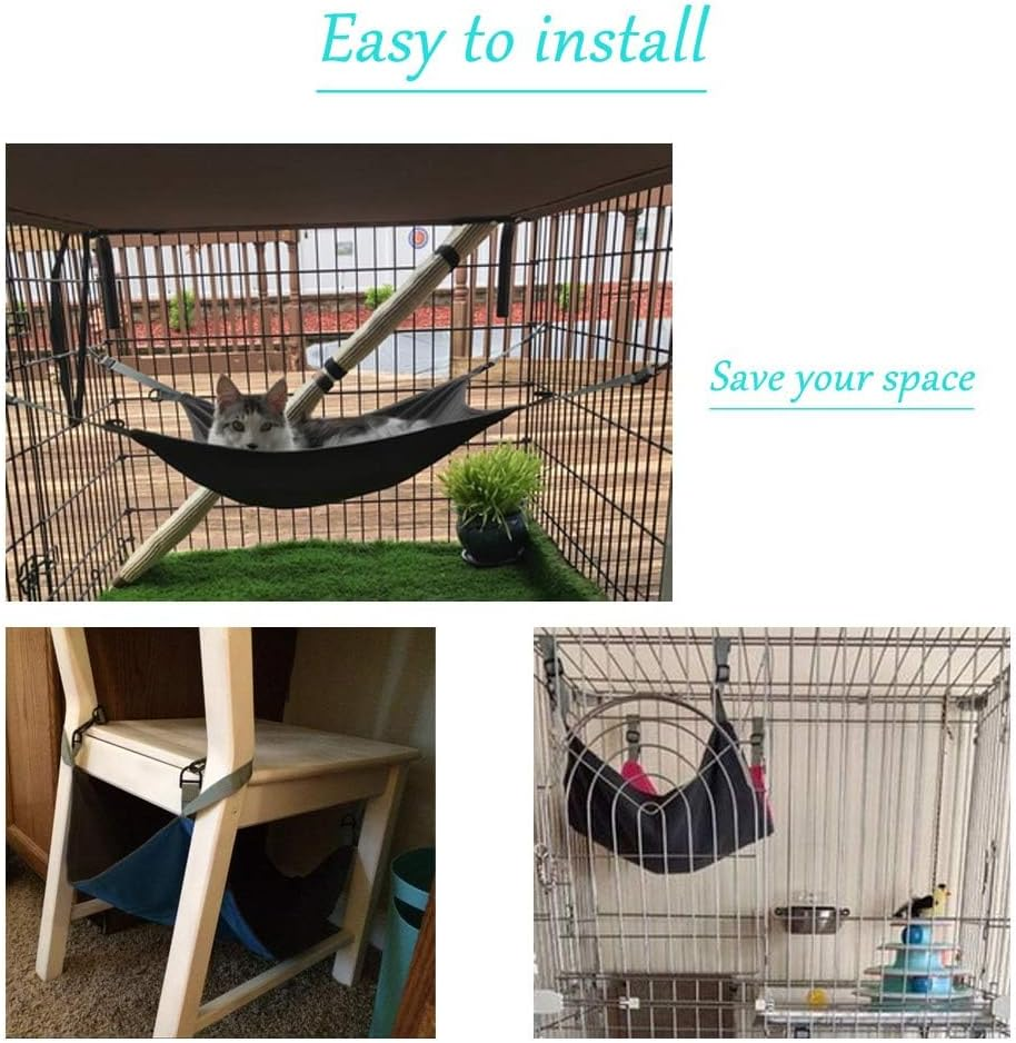 Slowton Hanging Cat Hammock, Adjustable Cat Bed for Cage, Two Sides Reversible Comfortable Waterproof Resting Sleepy Pad with Adjustable Straps and Metal Hooks for Cats Small Dogs Other Small Animals image number 4