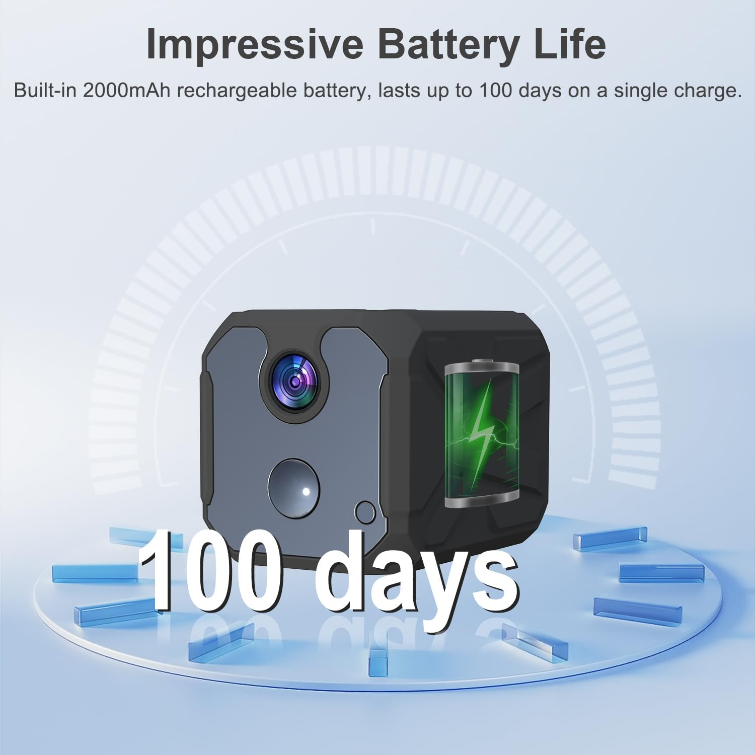 1440P HD Mini Wifi Security Camera &ndash; Indoor Wireless Rechargeable Pet/Home/Office Surveillance with Motion Detection, Night Vision, 100-Day Battery, Cloud/Sd Storage & App Control（Black） image number 6