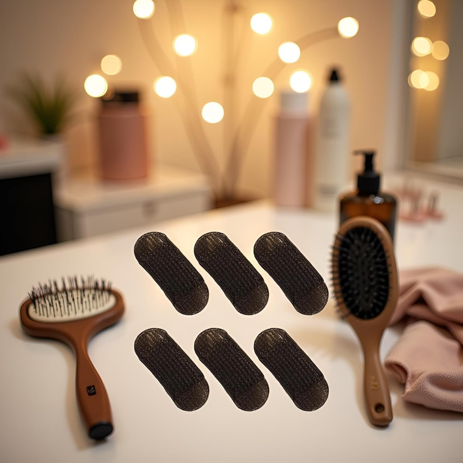 6 Pcs Brown Sponge Volume Hair Bases Volume Inserts Hair Clip Fluffy Cushion Bump It up Piece Styling Pad for Women Girls Clips Barrettes Accessories image number 2