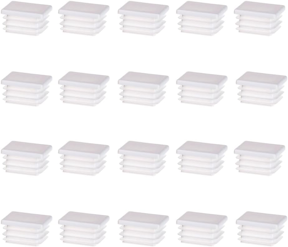 White Square Plastic Plugs, 20 Pcs Tube Inner End Caps, 45Mm X 45Mm Cover for Furniture Chair Desk Leg Tables Foot, Pipe