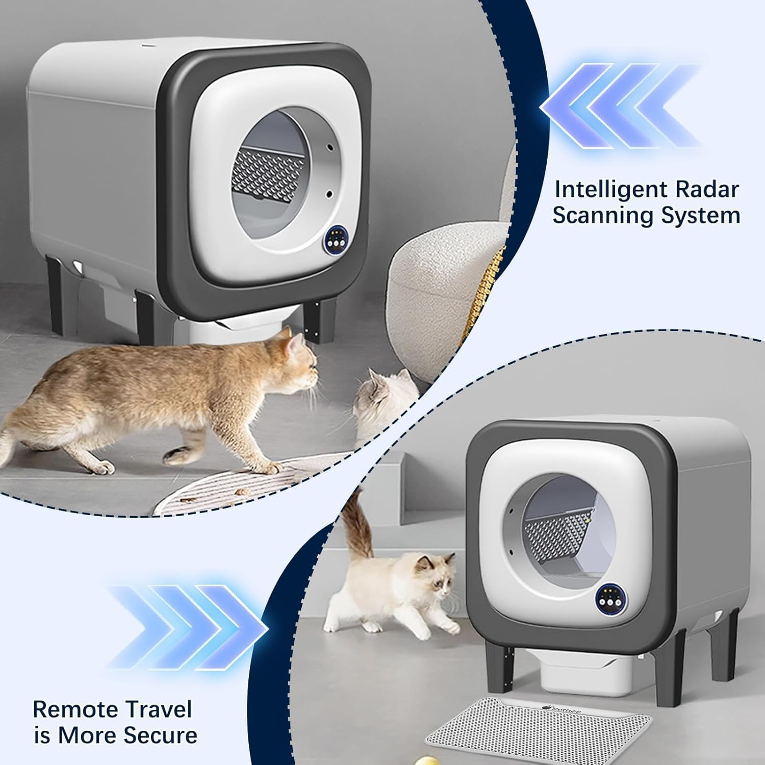 LIODUX 72L Automatic Self Cleaning Cat Litter Box, Intelligent Exhaust System, Large Cat Litter Box with Mat, Cleaning-Open-Top Auto Cats Box with App-Controlled, Smart Clean Box for Multiple Cats image number 3