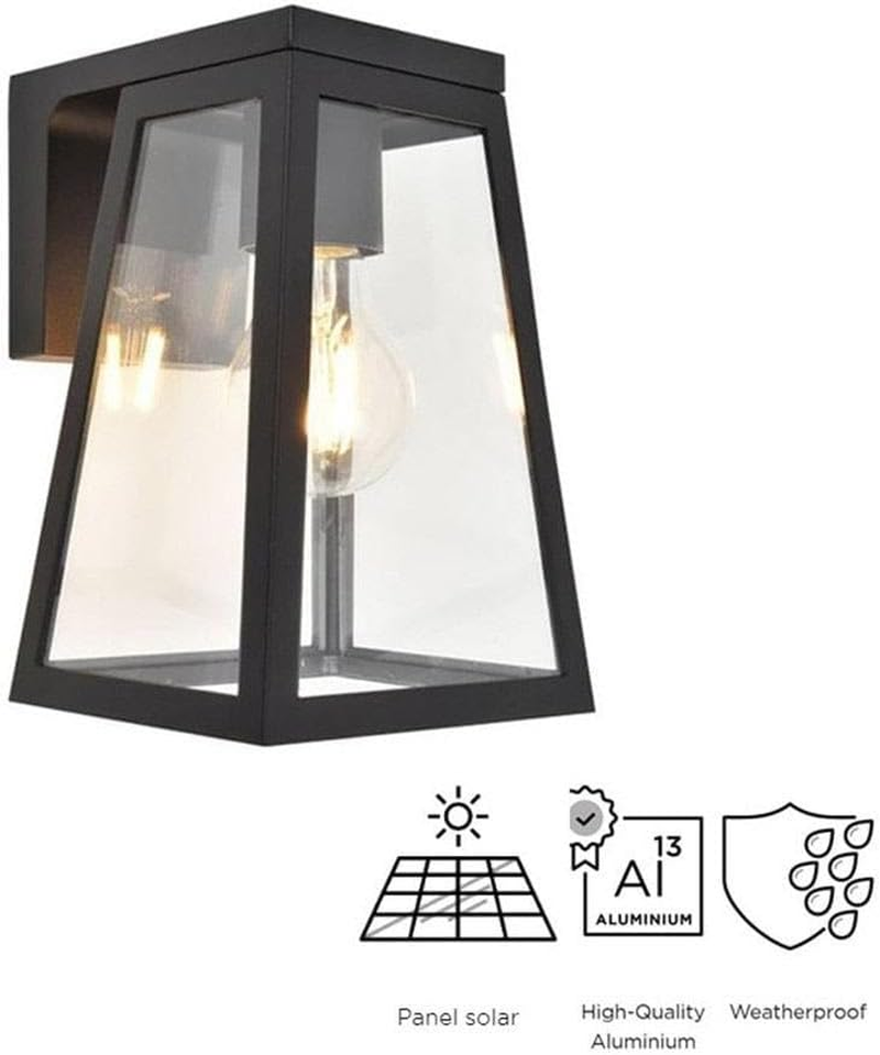 Solar LED Coach Wall Light, 140Mm X 164Mm X 207Mm, Matte Black Aluminium, IP54 Weather Resistant image number 1