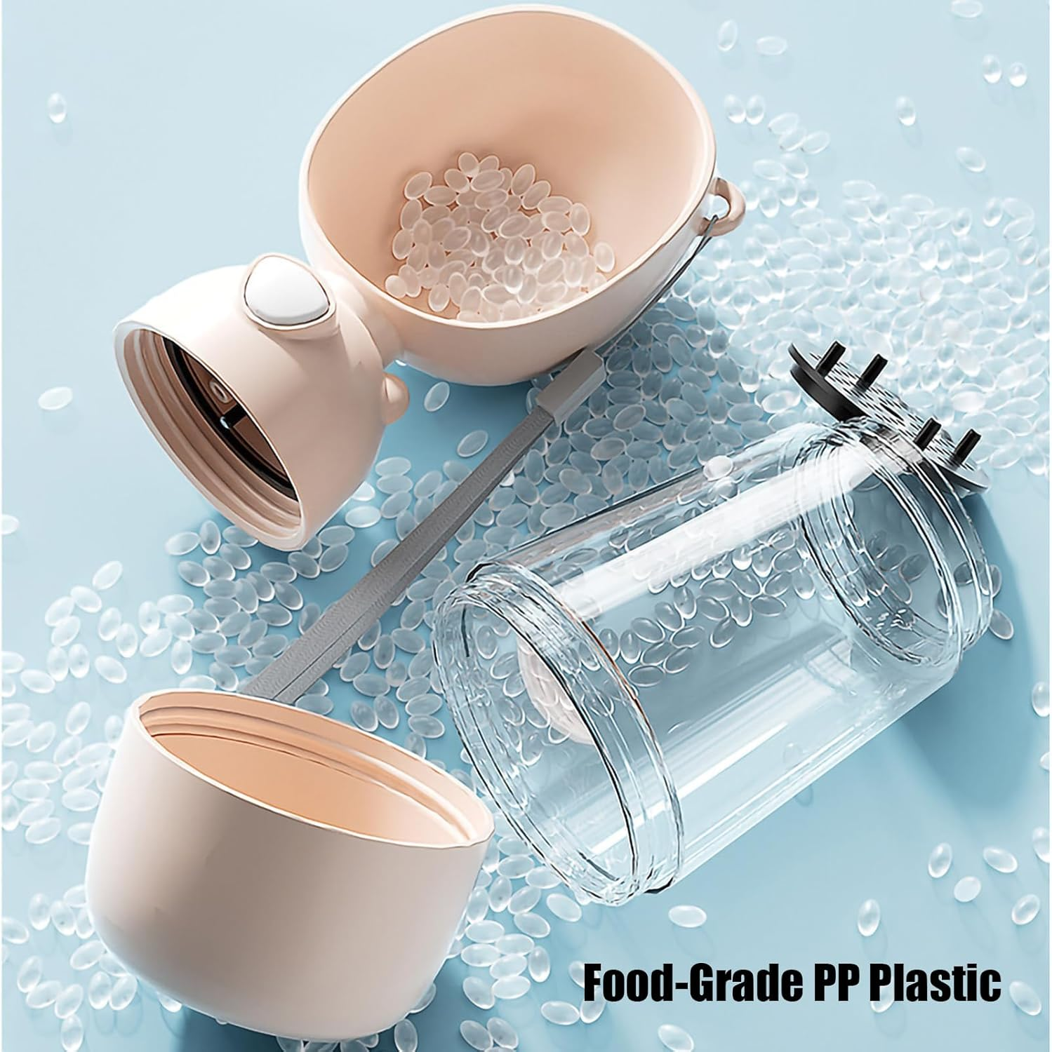 LMX Portable Dog Water Bottle, Outdoor Pet Water Bottle, Cup Dish Bowl Dispenser for Dogs Cats Walking Hiking Traveling (Beige, 400Ml+200Ml(S/M)) image number 3