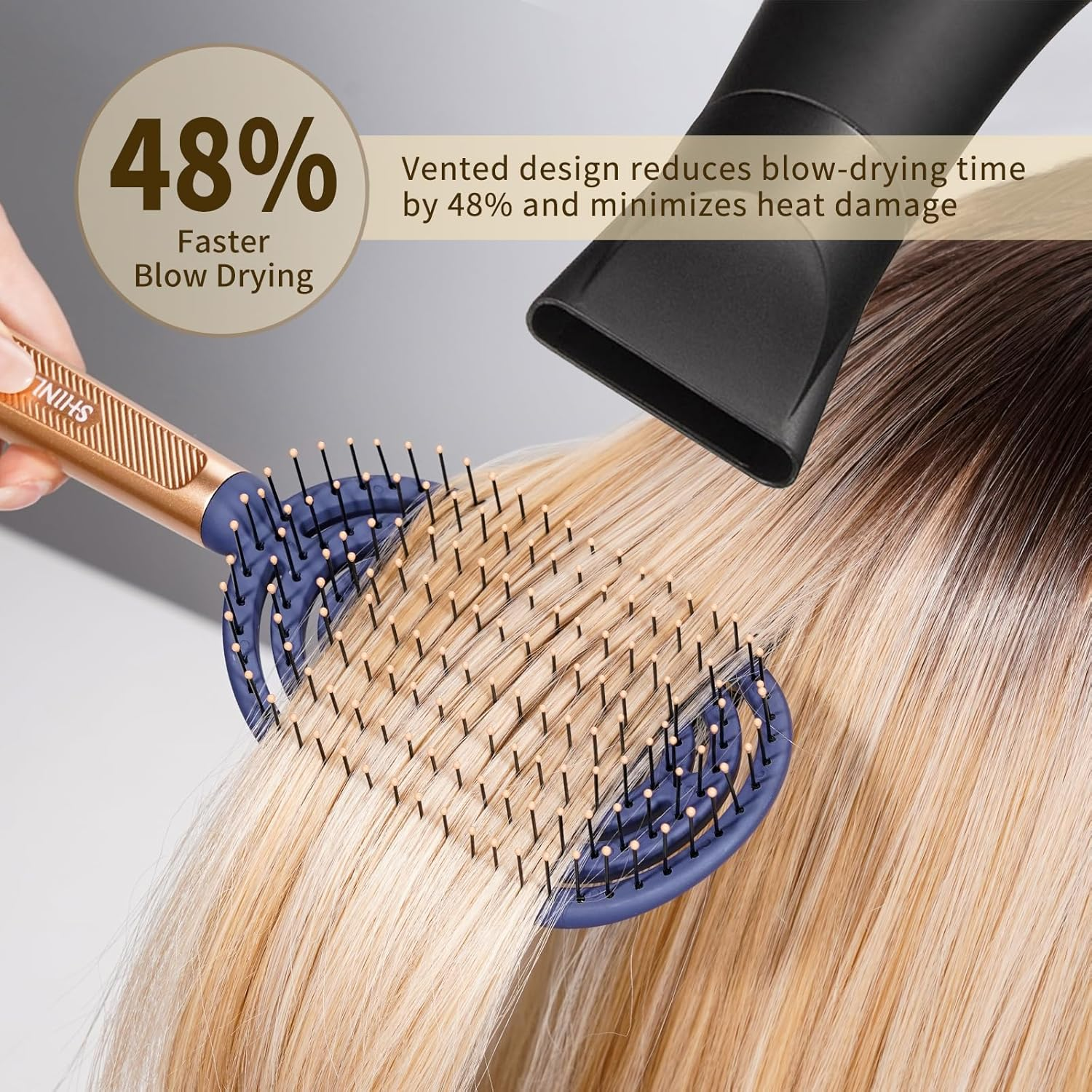 SHINLEA Spiral Hair Brush, Quick Drying Hair Brush without Pulling with Ventilation Opening for Wet and Dry Hair, Massage Hair Brush with Flexible, Soft Bristles for Women, Men, Children image number 6