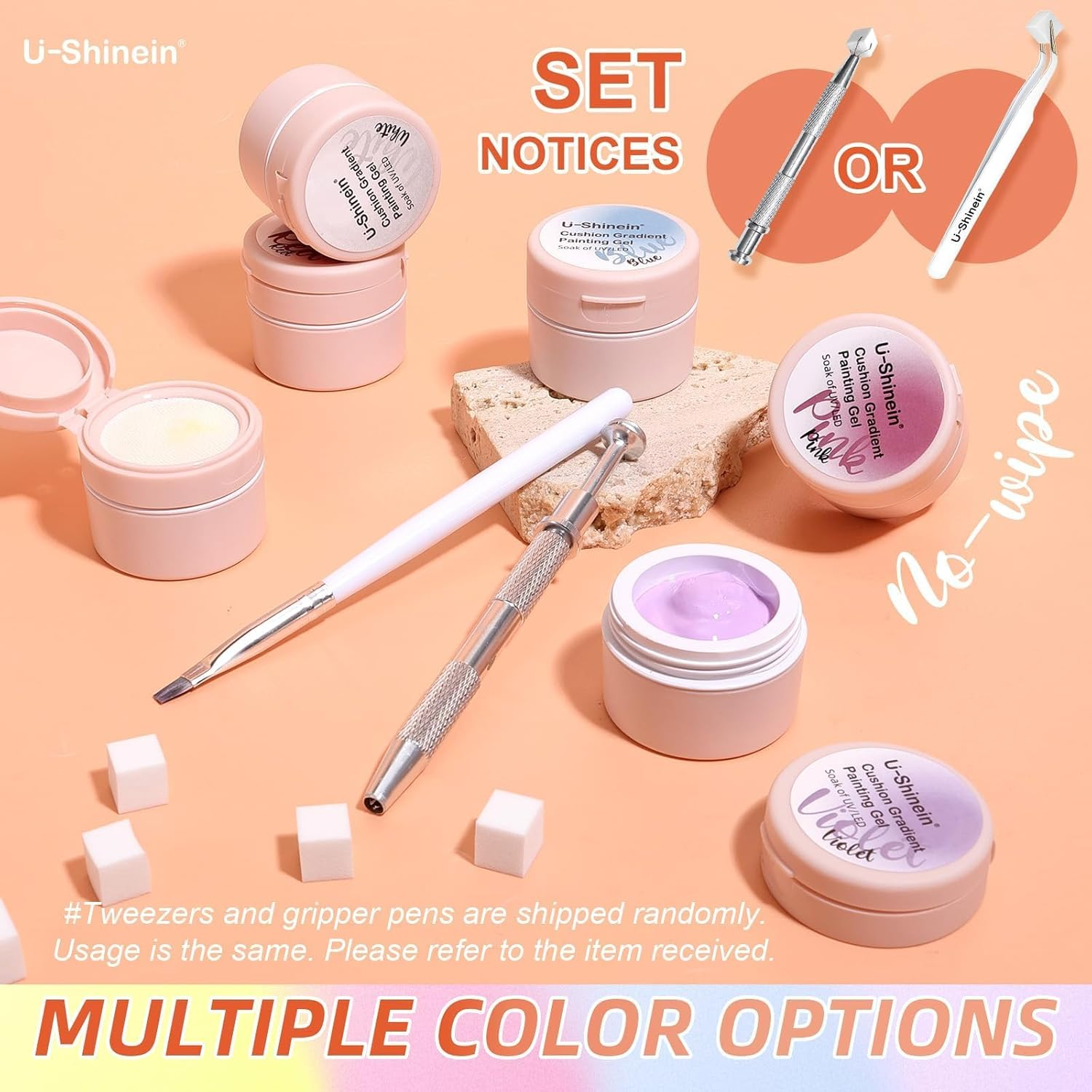 U-Shinein Cushion Gradient Painting Gel, Ombre Nails Aura Nails Full Coverage Precise Control of Each Strokelong Lasting French Manicure Soak off UV LED DIY Nail Art,White image number 2