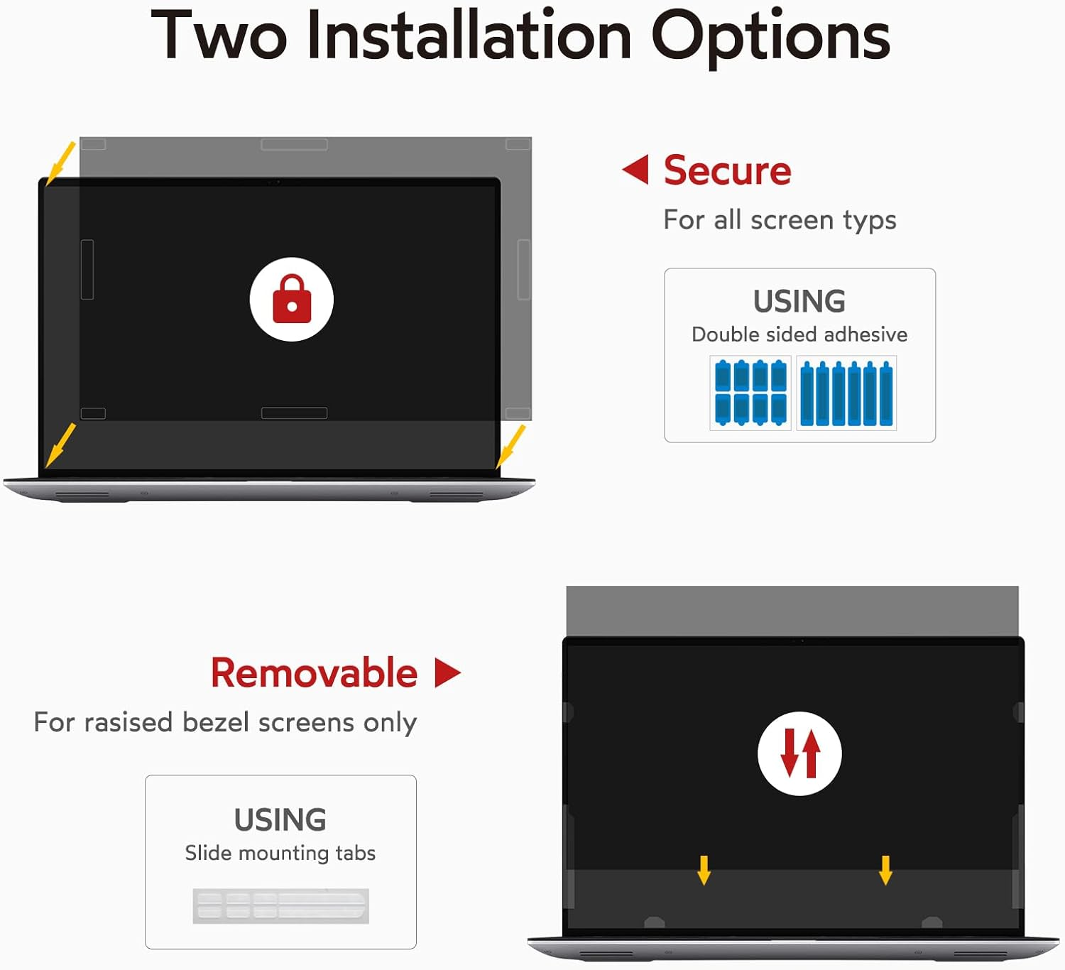 BERSEM 13.3 Inch Laptop Privacy Screen for 16:9 Ratio Computer Monitor Removable anti Glare Blue Light Filter for Laptop Privacy Screen 13.3 Inch, Anti-Spy, Anti-Scratch, Uv-Blocking image number 2