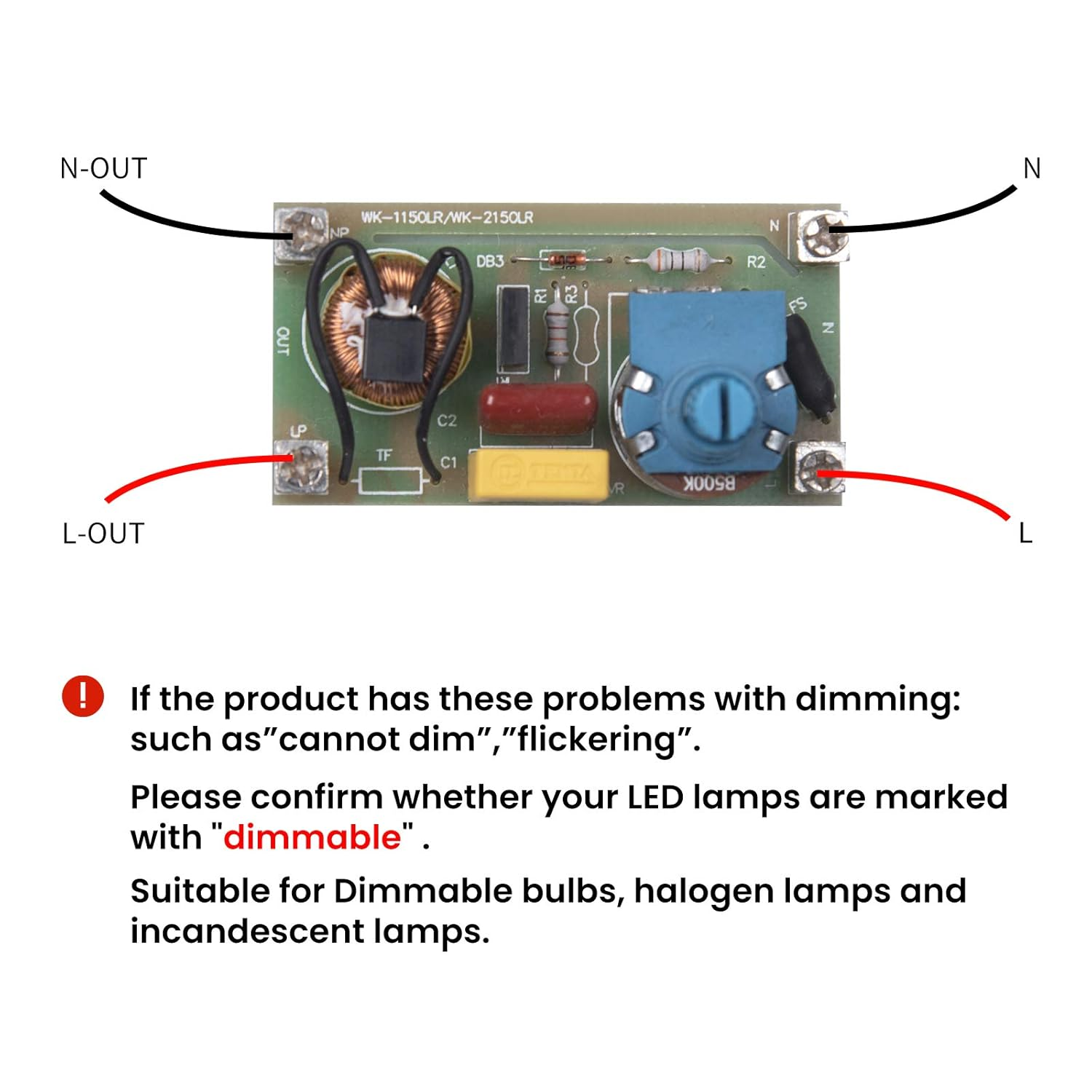 Doright Inline Dimmer Switch 240V, LED Dimmer Switch for Lamp, 1W-150W Push On/Off Rotary Dimmer Switch for Dimmable Led/Incandescent Bulbs/Halogen Lamps image number 2