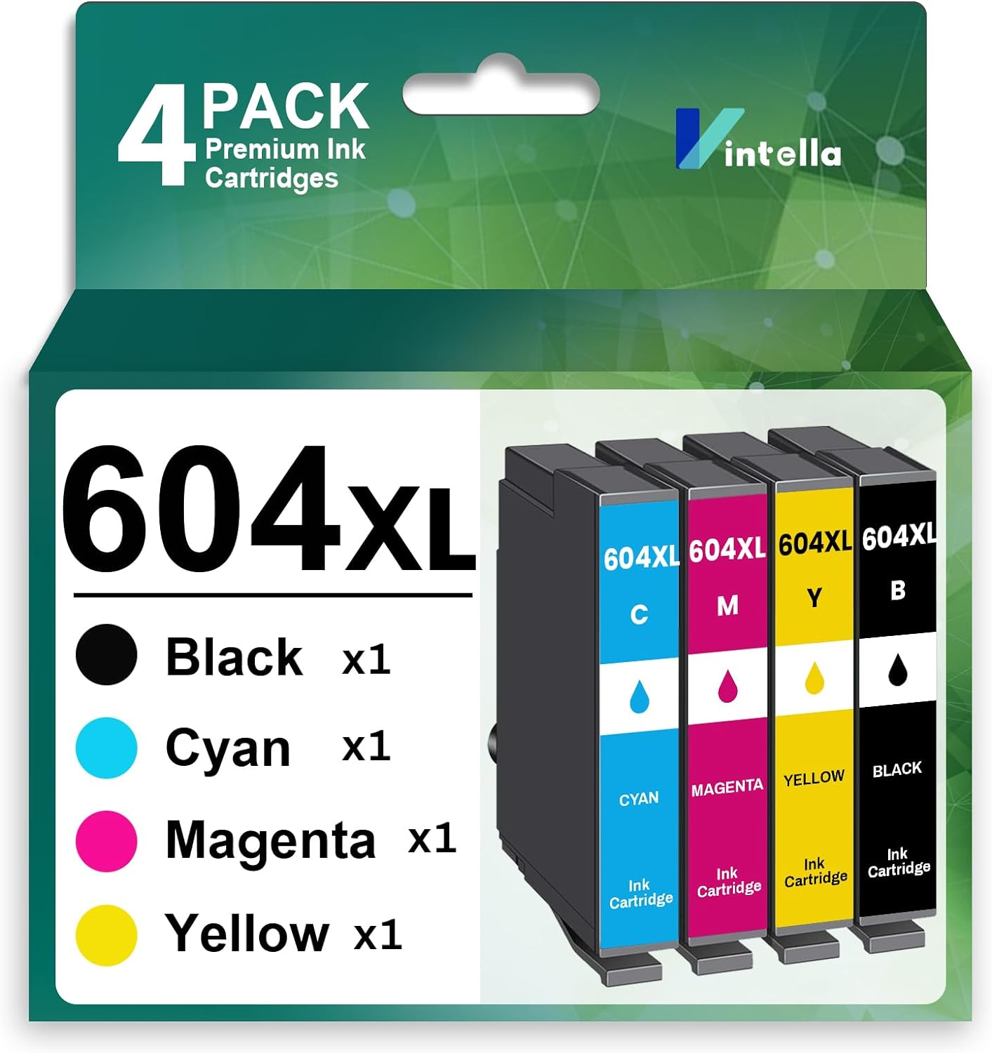 Vintella 604XL Ink Cartridges Replacement for Epson 604 Ink Cartridges Combo Pack 604XL T604 for Expression Home XP-2200 XP-3200 XP-4200 Workforce WF-2910 WF-2930 WF-2950 Printer (4 Pack) image number 4