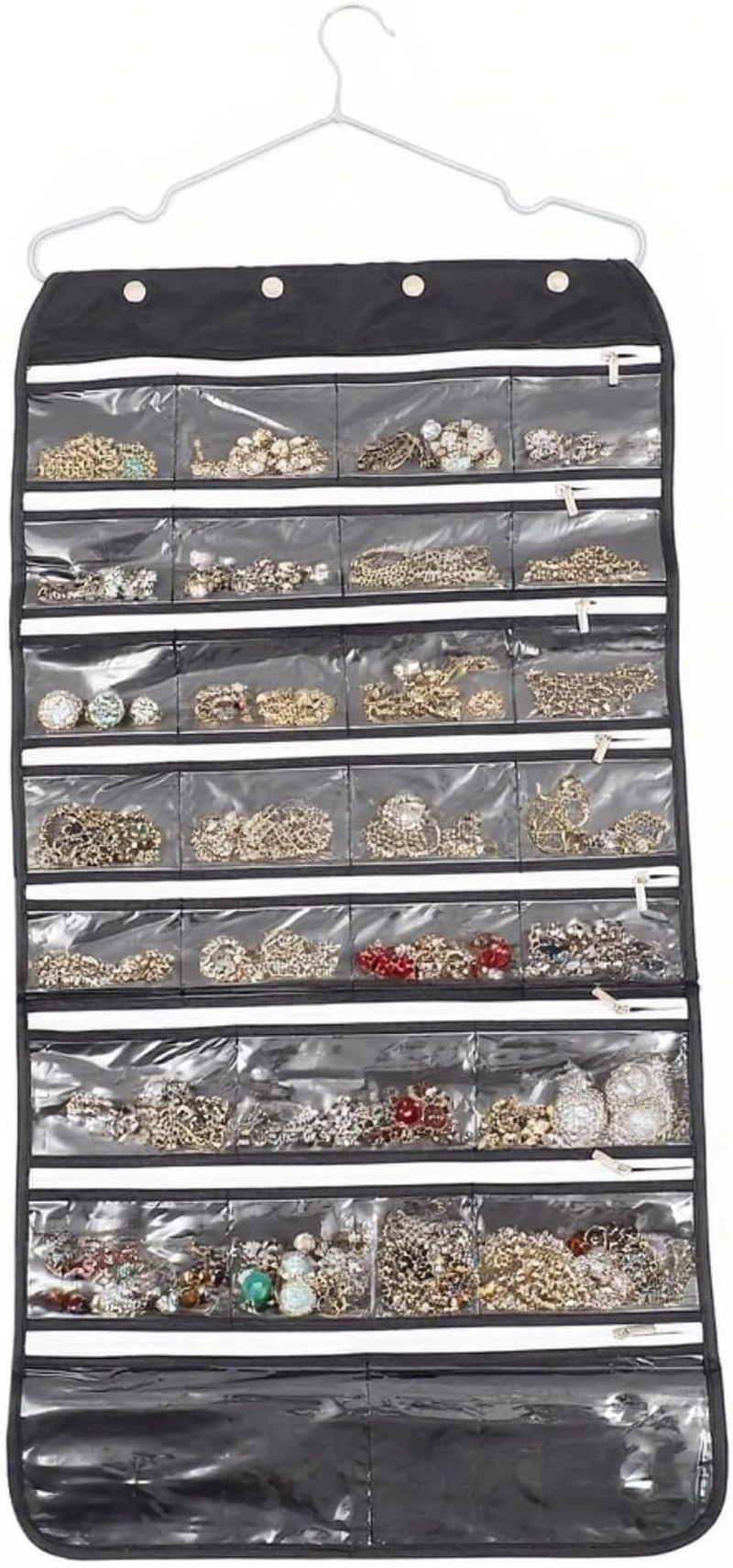 ULTECHNOVO Jewellery Organiser 56 Pockets: Jewelry Hanging Pouch Organizer for Necklaces Bracelets Earrings Accessories Sundries Storage Bag for Travel Home Closet - 1Pcs image number 5