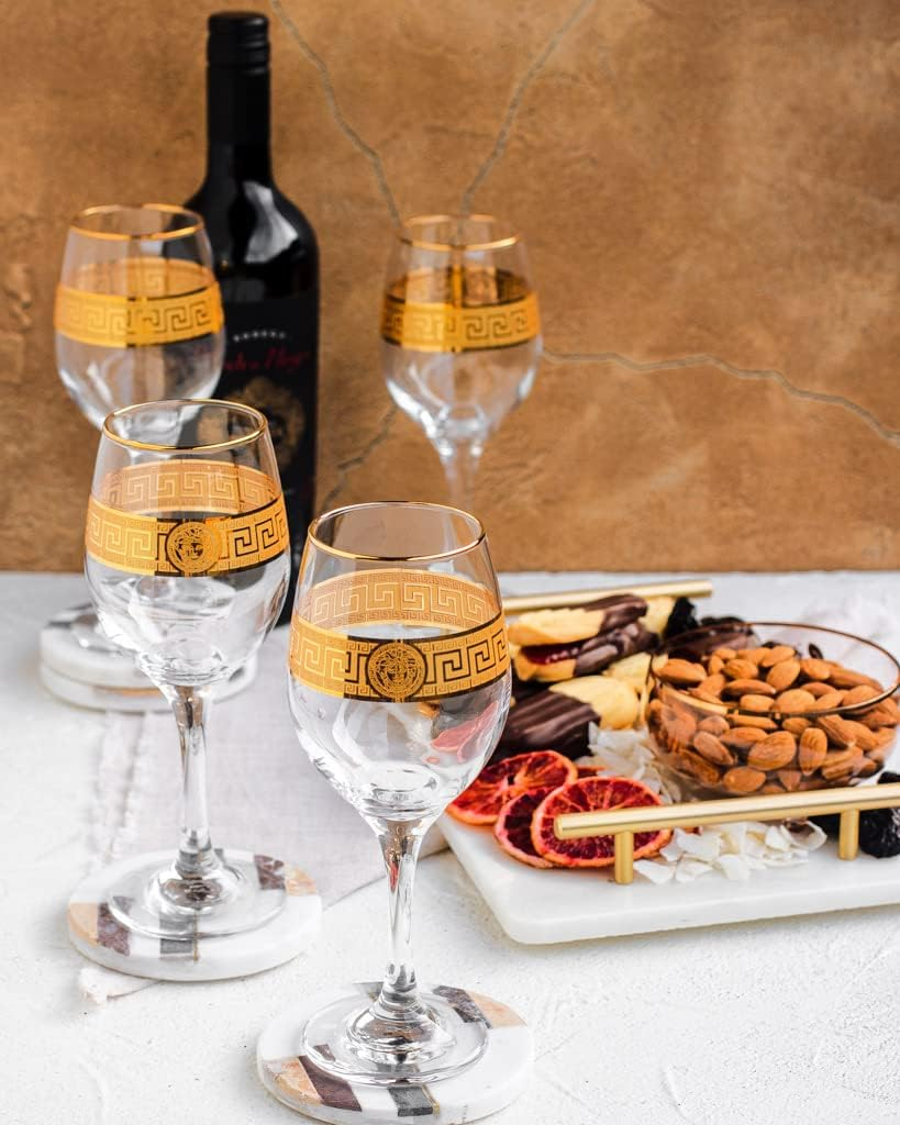 The House of Florence Medusa Style Cressida Gold Wine Goblet 4 Pieces Set, 315 Ml Capacity image number 1
