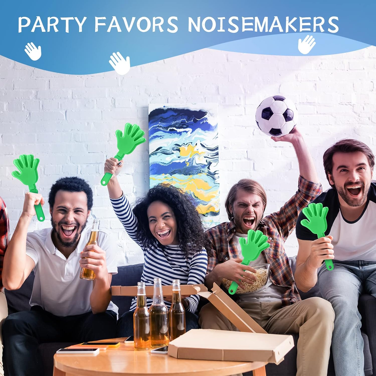 ZCYSRLQIN 12 Pcs Lime Green Hand Clappers 7.5 Inch Clappers Noisemakers Noise Makers Party Favors Plastic Clapper Sporting Events Cheers Ball Dance Basketball Football Noisemakers（Lime Green） image number 4