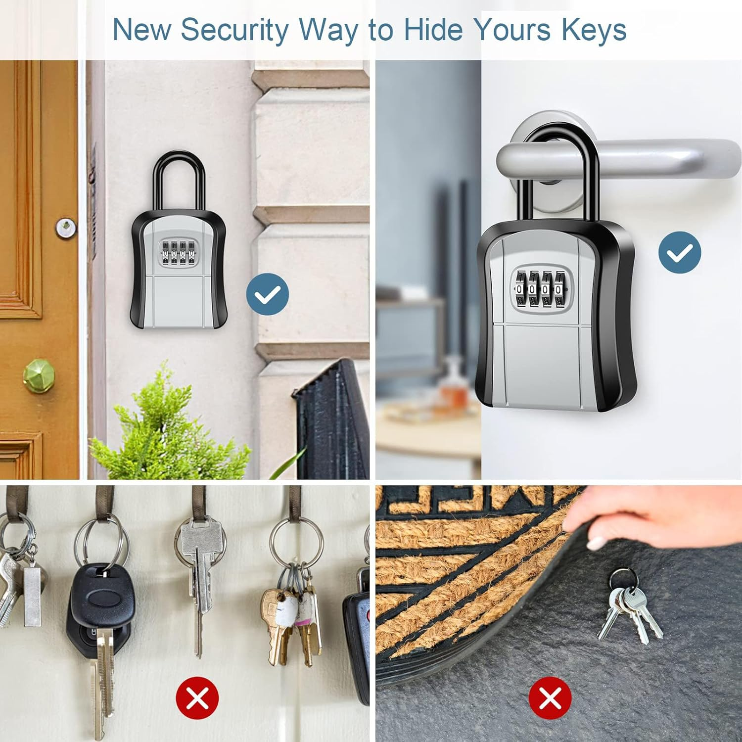 Key Lock Box, Lock Box for Keys - Lockbox for House Key, Lock Box with Combination for Real Estate, Car Keys - Hide a Key Lock Box for House Keys Waterproof Key Safe - Easy Installation image number 3