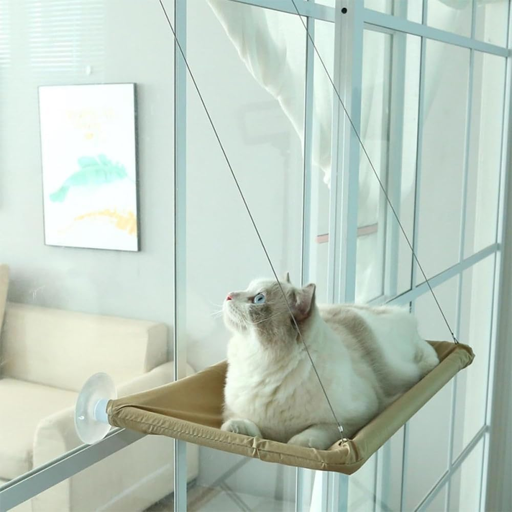 Cat Hammock Foldable Cat Window Perch Cat Bed - Cordless Cat Window Bed Hammock. Washable XL Cat Window Seat, Foldable Cat Window Hammock Sunbathing Cat Hammock Window Cat Toy 52X30Cm