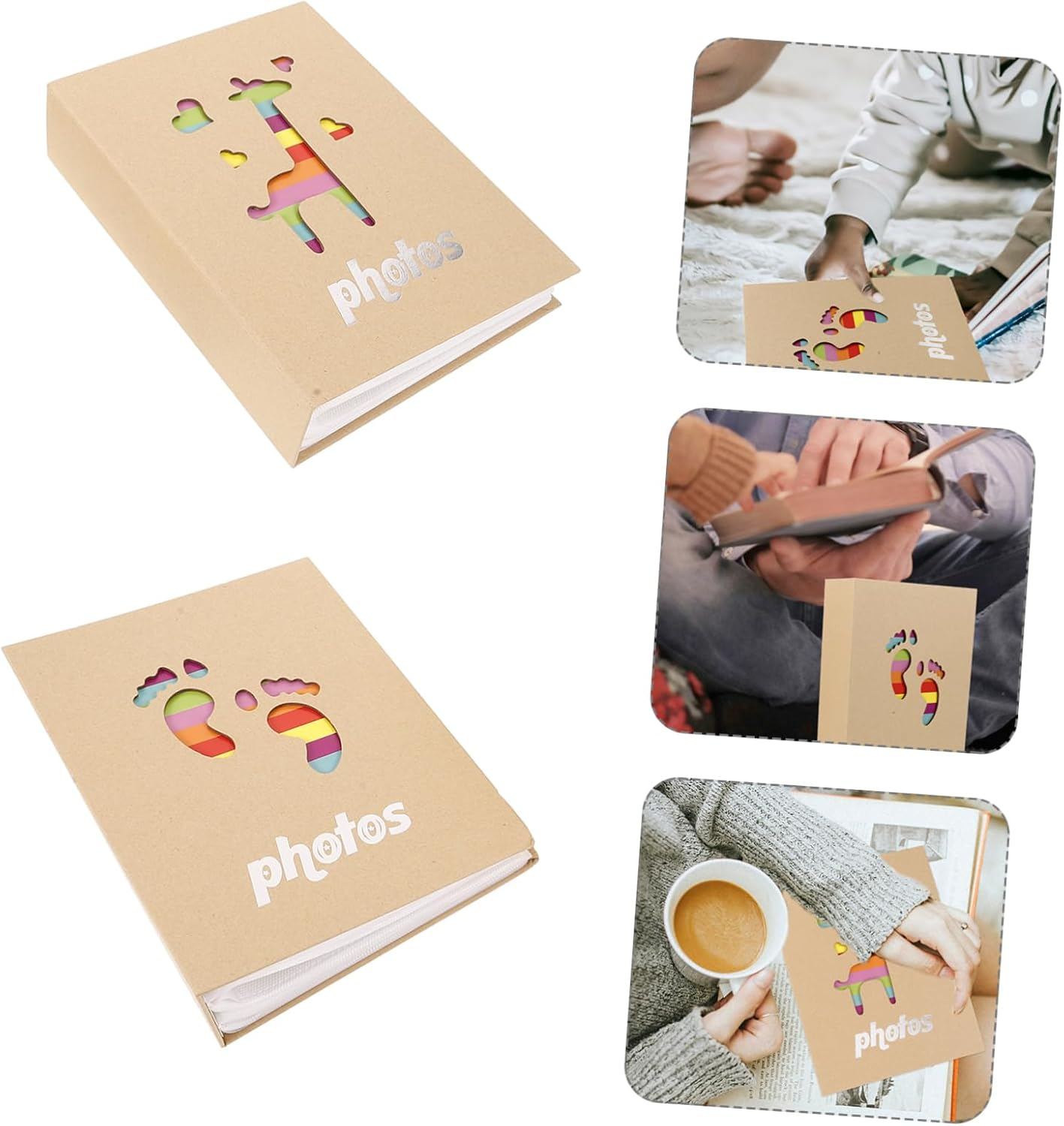 Healifty 2Pcs Photo Album Keepsake Growth Album for Toddlers Cute Giraffe for Cherishing Memories and from Birth to Age image number 1