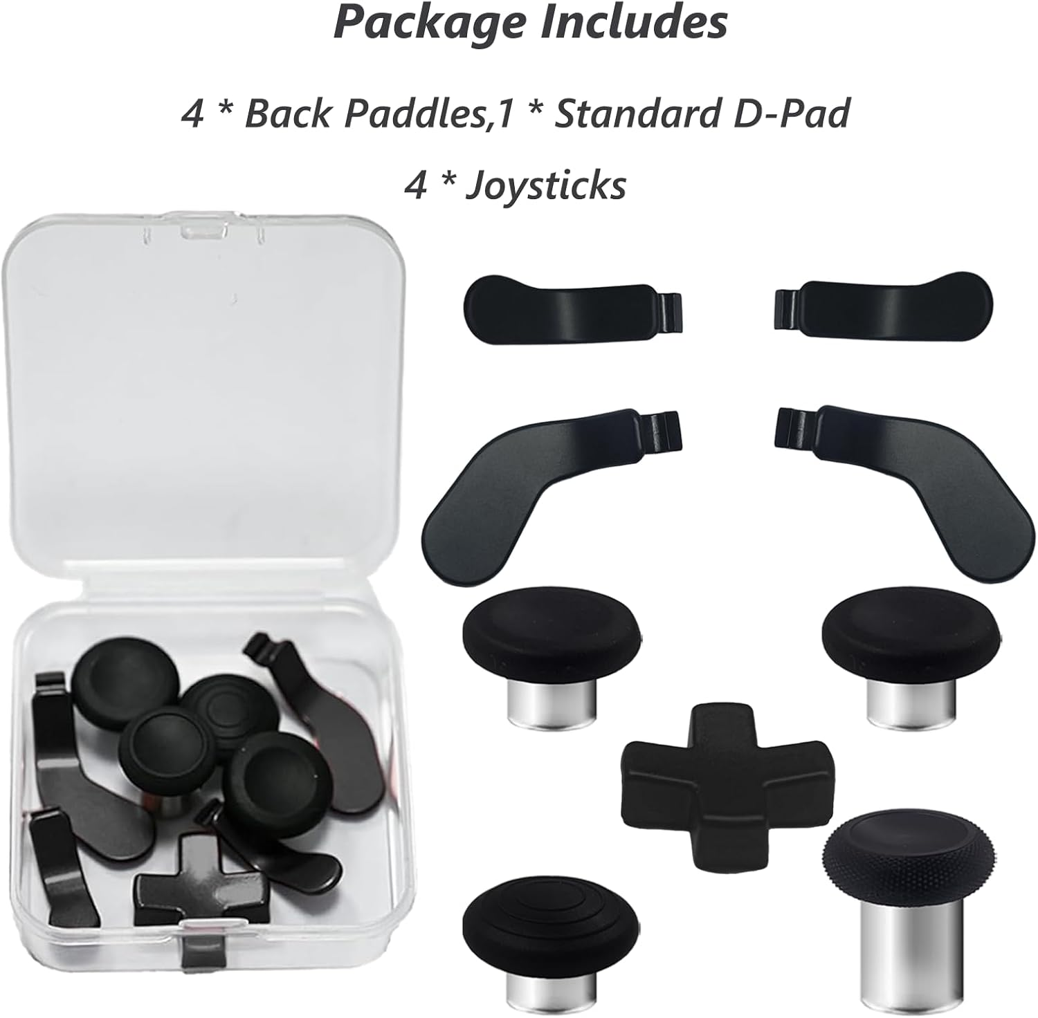 9 Pack Elite Series 2 Core Controller Paddles for Xbox Elite Series 2 Core,Elite Series 2 Controller Accessories for Xbox Elite 2 Core Controller Replacement Kits with 4 Joysticks,4 Paddles,1 D-Pads(Black) image number 3