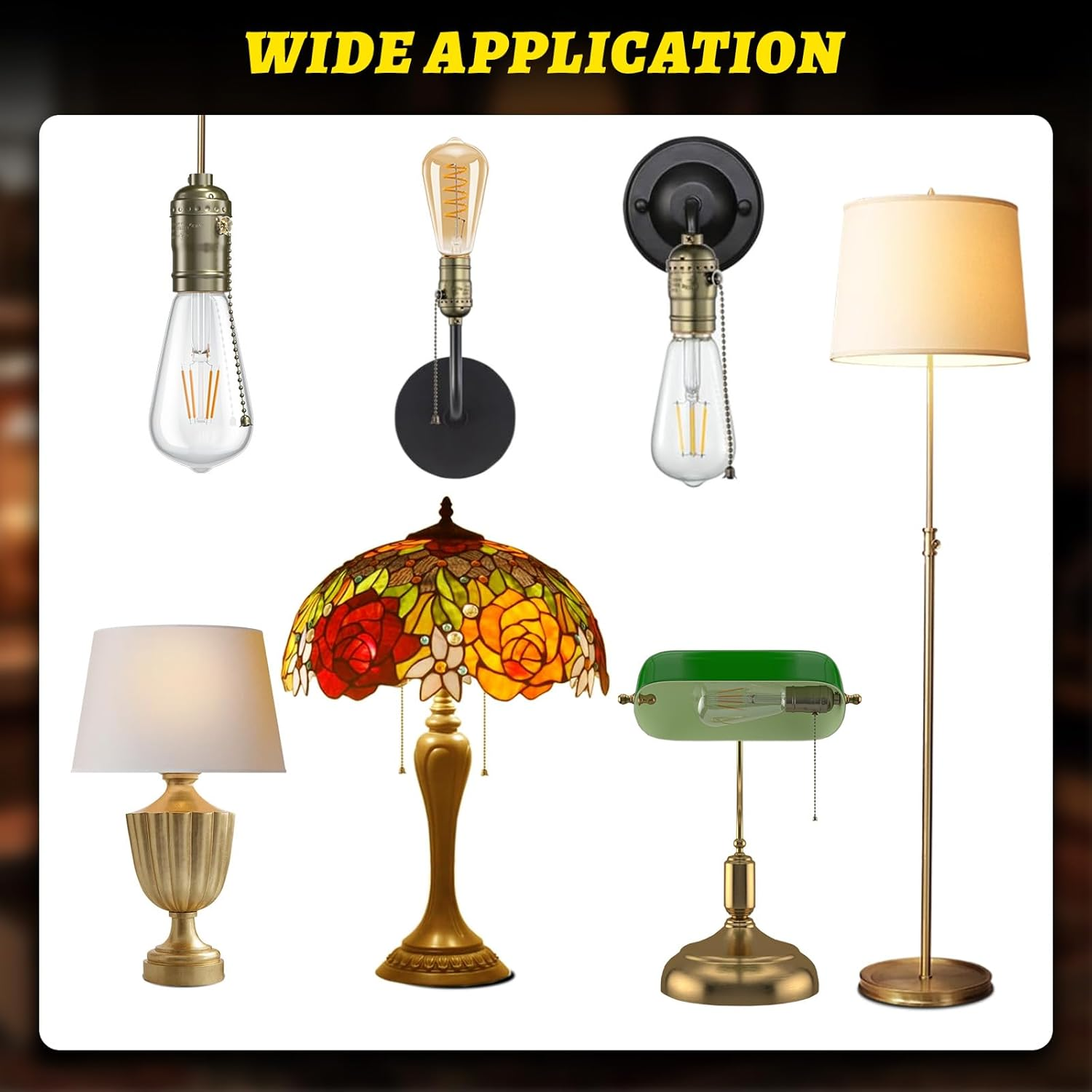 Brightark E27 Pull Chain Lamp Socket, E26/E27 Standard Threaded Base, Lamp Parts for Table and Floor Lamps, Light Bulb Socket with Pull Chain Lamp Switch, Lamp Socket Replacement, 1 Pcs(Antique Brass) image number 5