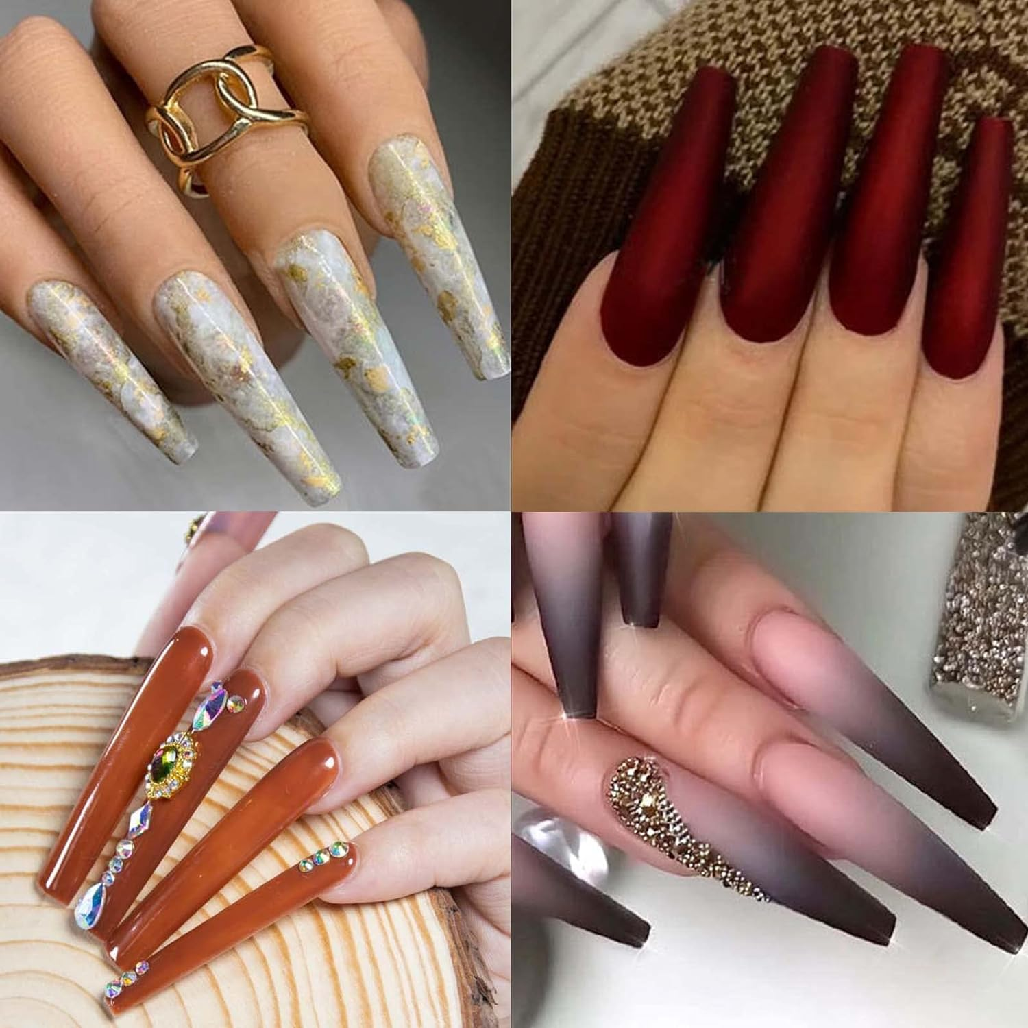 U-Shinein Nail Tips, Natural Coffin Half Cover Ballerina Fake Nails 12 Sizes, 3XL Square Straight Ballerina Shape False Nail Tips, No C Curved 2.2 Inch Acrylic Nail Tips for Salon Home DIY 504PCS XXXL - Square-Natural image number 3