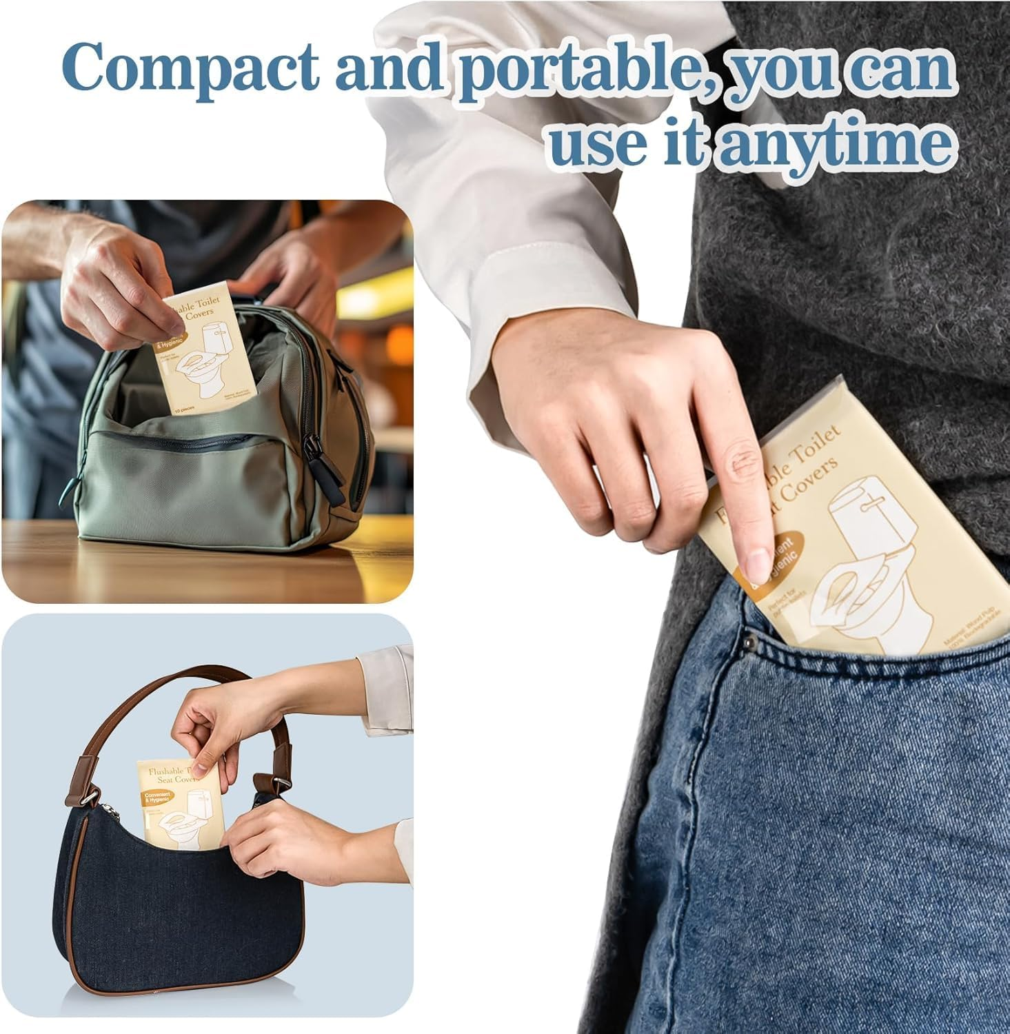 120 Pcs Disposable Toilet Seat Covers,Flushable Paper Toilet Seat Cover with Individually Wrapped,Portable Disposable Travel Toilet Seat Covers for Travel,Public Restrooms,Airplane,Camping,Road Trips image number 2