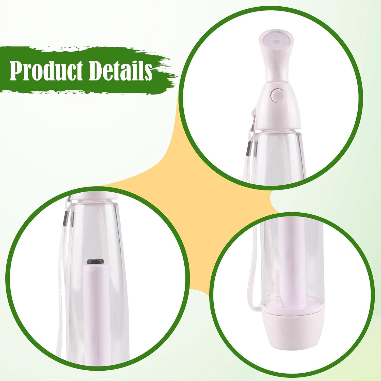 Oshhni Summer Mister Spray Bottle Personal Cooling Device Compact Portable with Carrying Loop Pump Mister Misting Sprayer for Travel, White