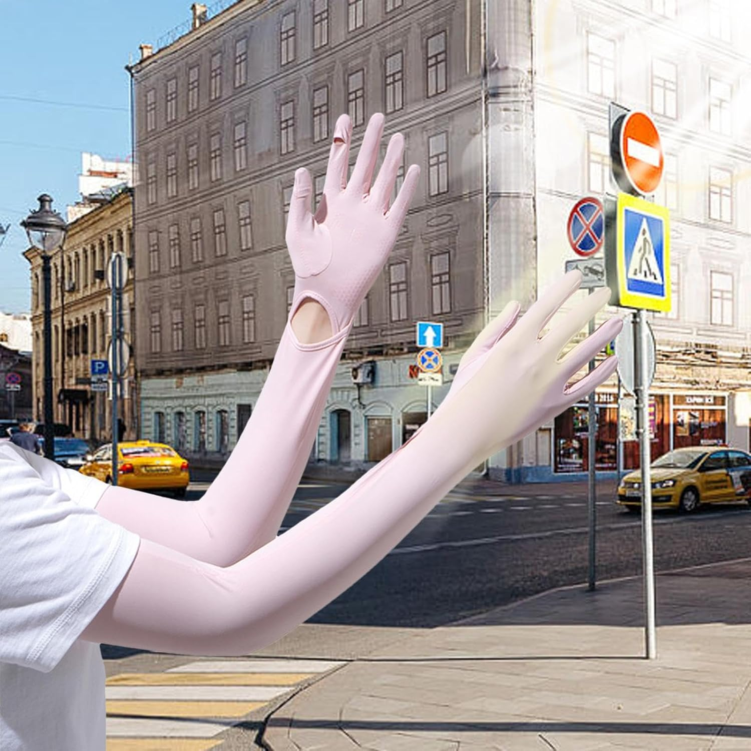 Shurzzesj Women'S Summer Gloves, Women'S Driving Gloves, Soft High Elasticity UV Gloves for Sun Protection &ndash; Long Quick Dry Sun Gloves for Girls - White image number 7