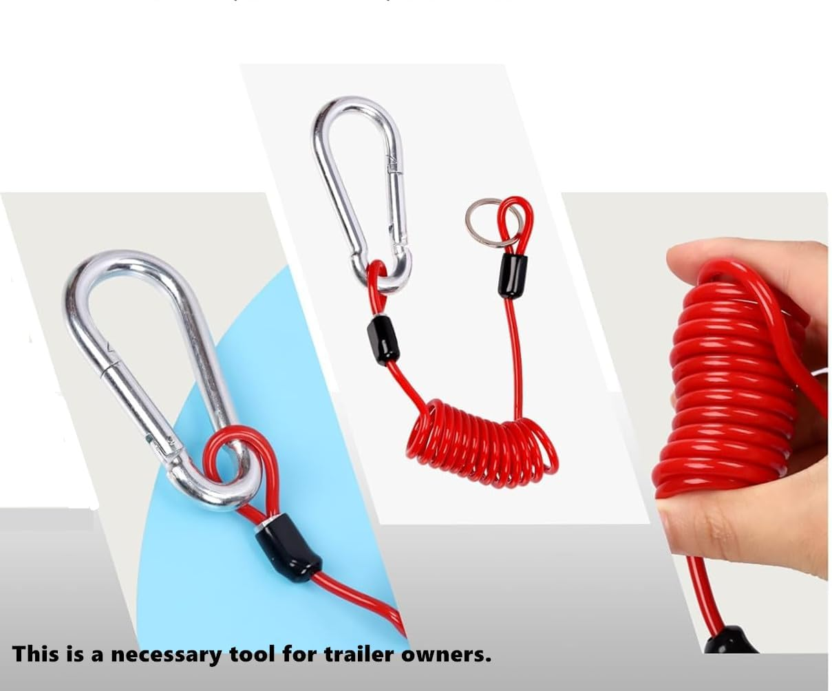 Breakaway Trailer Cable- Heavy Duty Steel Wire Coiled Safety Cables Strap for RV Towing Trailer - Stainless Steel Spring Towing Coil for Enhanced Durability - Extends up to 6Ft image number 5