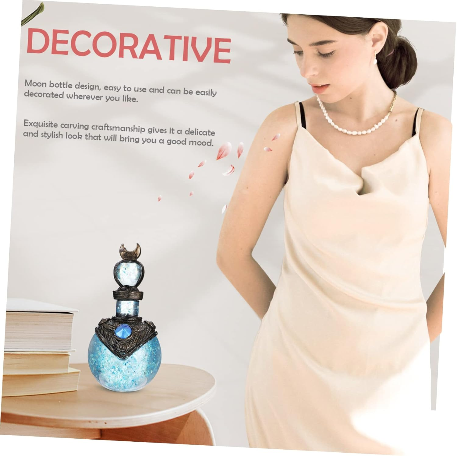 Yardenfun Moon Bottle Decoration Shiny Resin Craft Model Twinkle Adornment for Desktop Home Ornament Mermaid Gifts for Girls Indoor Christmas Decor image number 2