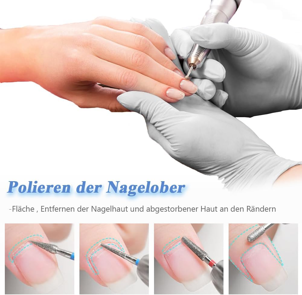 Mesee 30 Piece Nail Drill Bits, Diamond Nail Drill Set, Cuticle Drill Tools, Professional Nail Cutter Attachments, for Nail File, Manicure, Pedicure, Nail Care image number 4