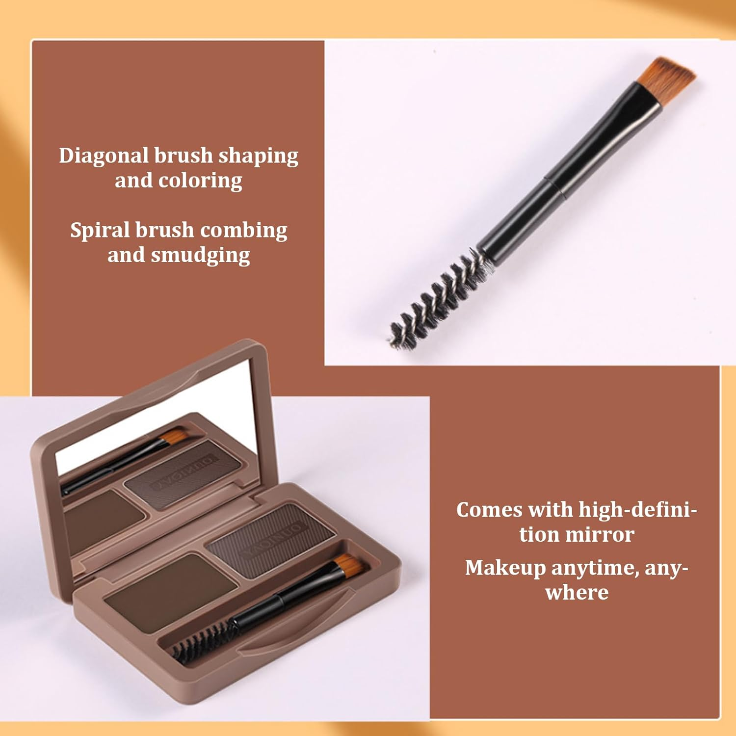 2 Color Eyebrow Duo Sculpting Kit for Girls & Women - Waterproof, Natural Brow Powder in Dark Brown & Grey image number 1