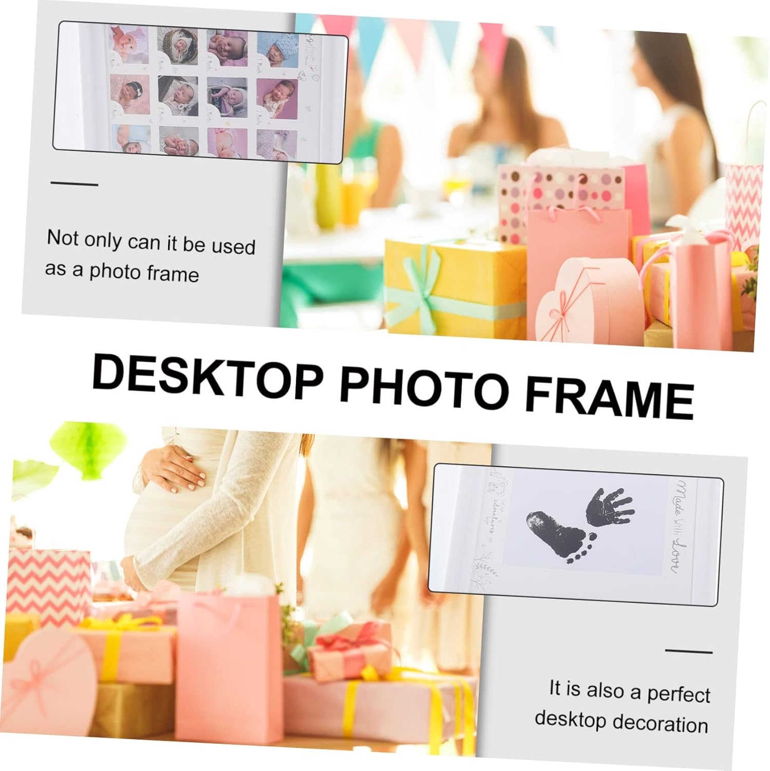 ERINGOGO Growth Photo Frame Desktop Picture Frame Ornament for Newborn Footprint Memories Durable and Safe Keepsake Holder Present for First Birthday - Multi image number 4