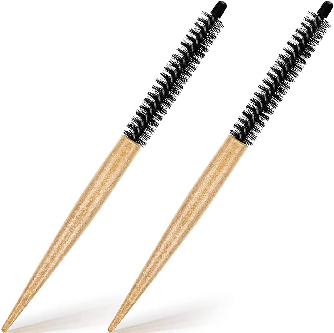 Zeayebsr Pack of 2 Mini round Hair Brush, Small round Comb, Massage Comb, Teaser Brush, Salon Roller Hair Styling Accessories for Thin Hair, Short Hair, Pony, Beard