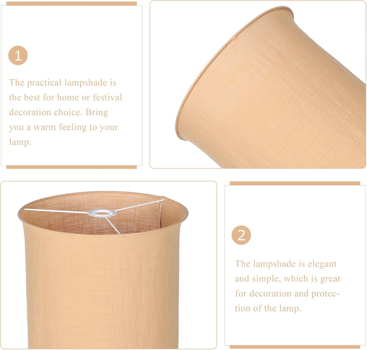 TOKIDNY Foldable Khaki Cloth Pendant Lamp Shade E27 35Cm Fabric Lampshade for Lighting Suitable for Living Room and Bedroom