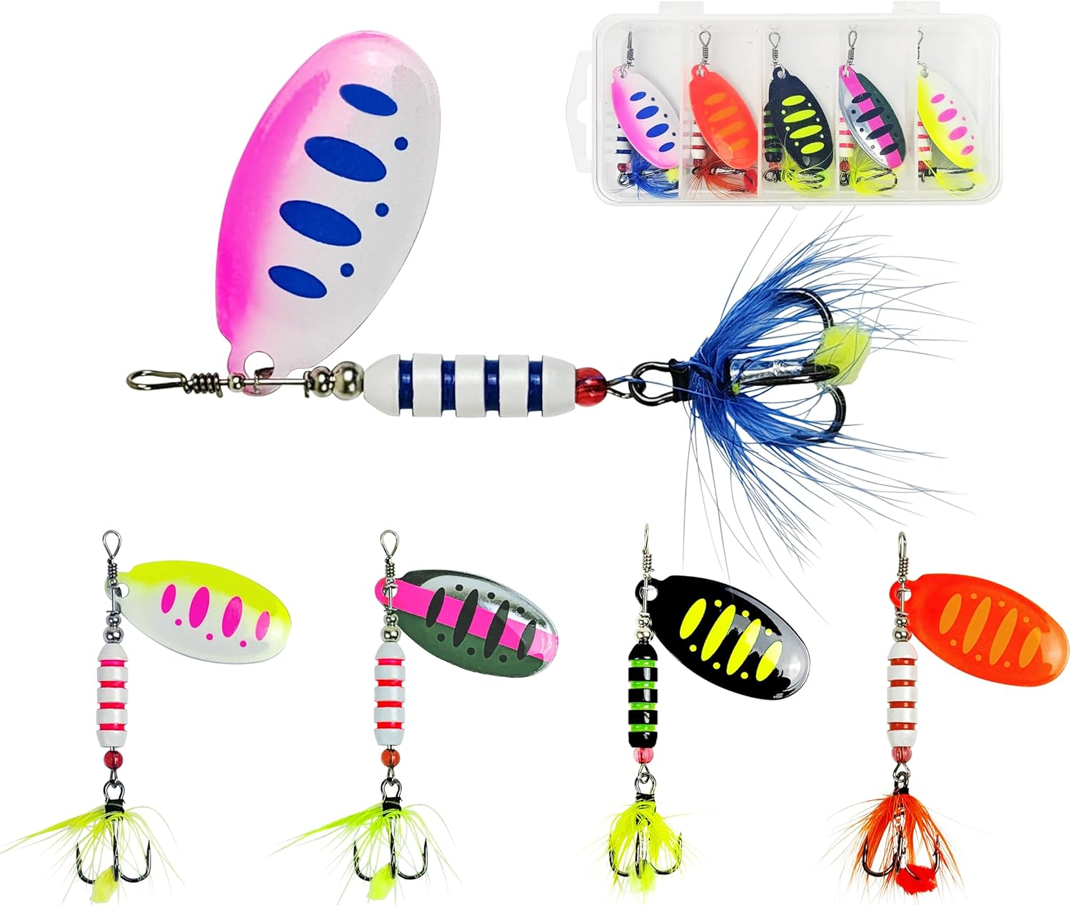 Keencatch Trout Lures Trout Spinners, Spinner Baits, Rooster Tail Fishing Lures Kit for Trout Salmon Bass Walleye Pike image number 2