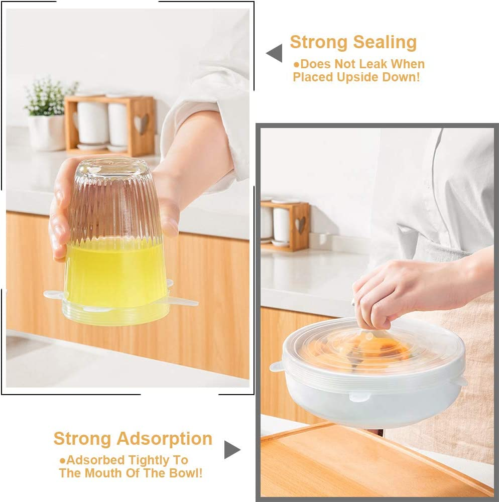 4 Pack Same Size Silicone Stretch Lids, Thicker Reusable Durable Silicone Container Cover, Expandable Food Storage Covers, Dishwasher and Freezer Safe, 2.56In(6.5Cm) image number 6