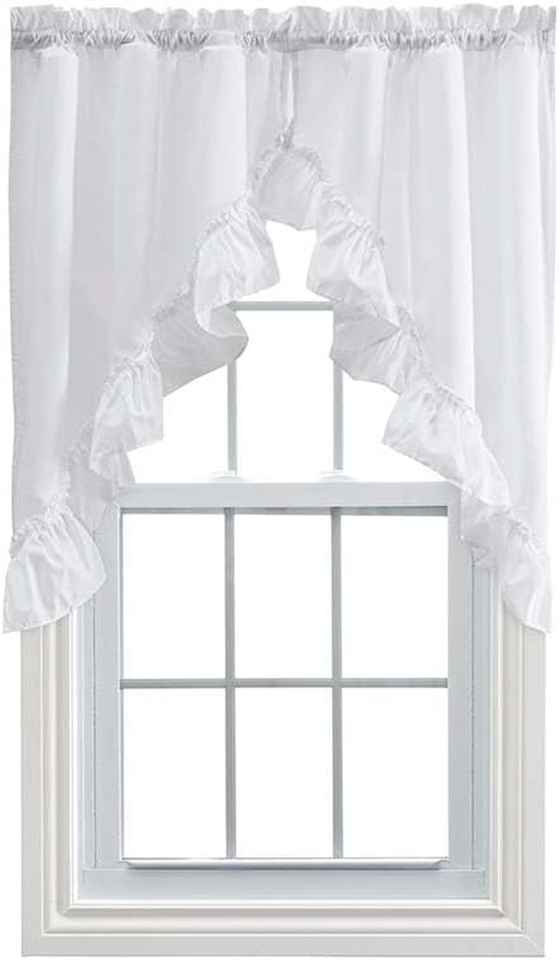 Ellis Curtain Stacey Ruffled Filler Valance, White, 54" X 13"