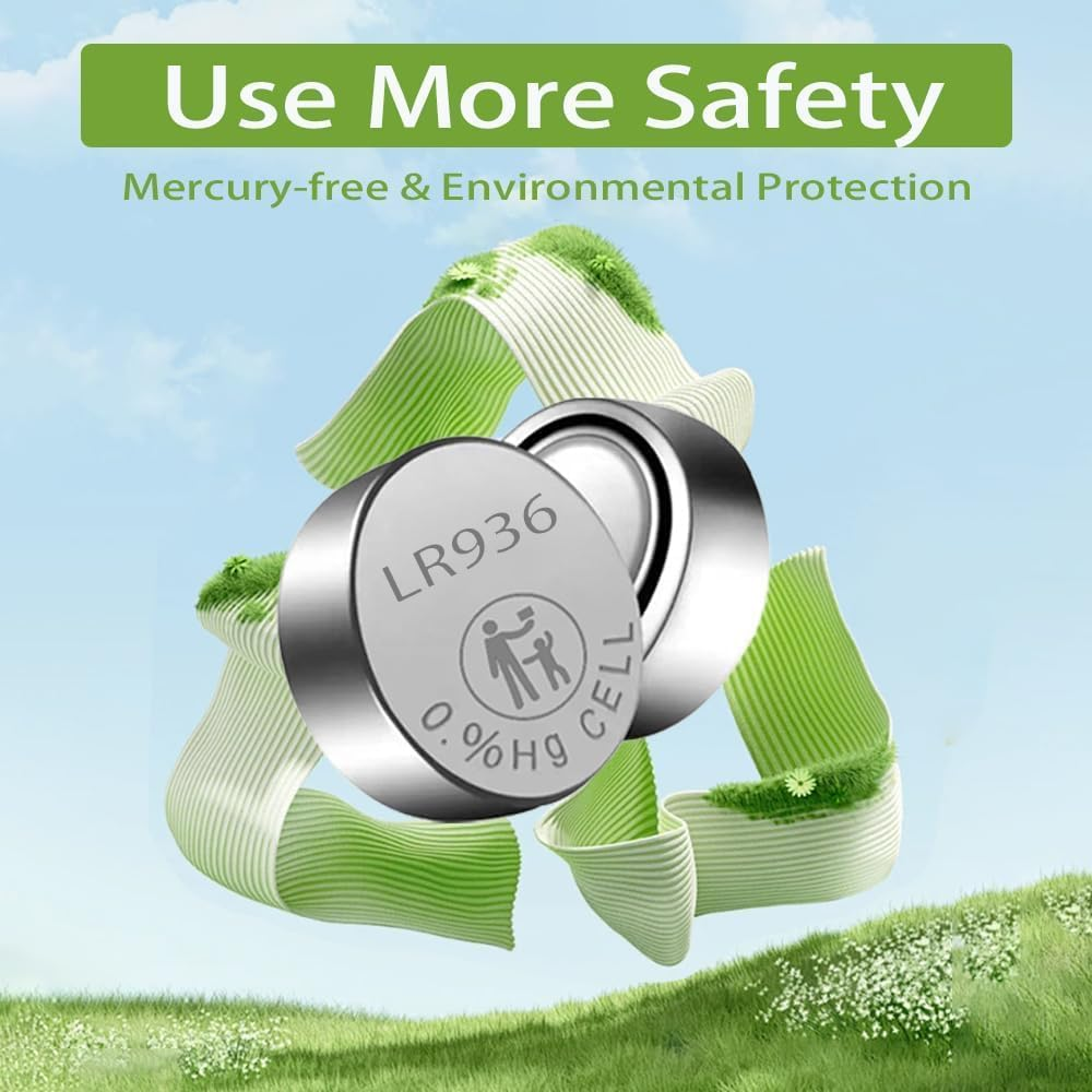 LR936 Batteries LR45 AG9 Battery 194 394 1.5V Alkaline Button Cell Watch Batteries for Watch Toys Clock for Many Small Electronics (10 Count) image number 1