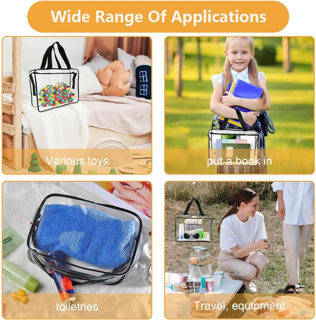 Idopick 9 Packs Toy Storage Bags Clear PVC Organizing Bags with Zipper Reusable Travel Waterproof Organizer Bags for Toys,Books,Building Blocks,Puzzle image number 4