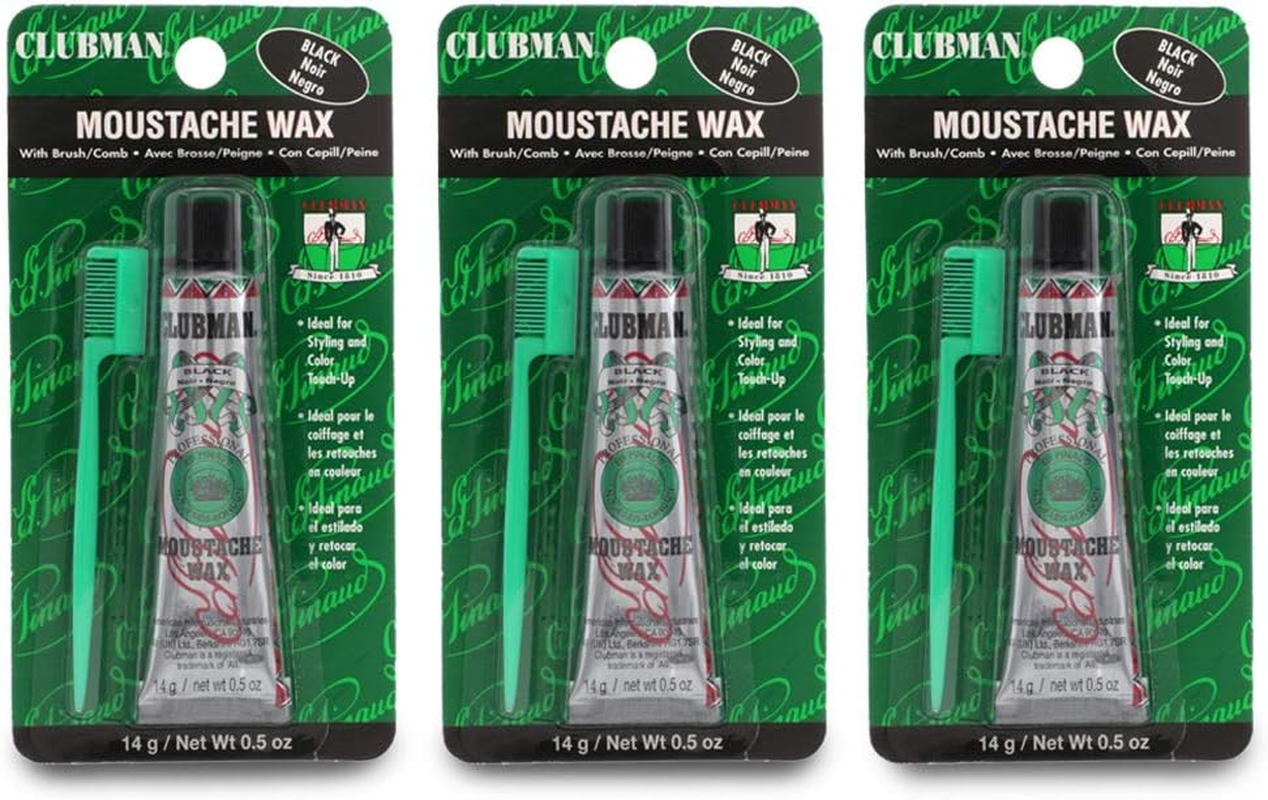 Clubman Moustache Wax Hang Pack, Neutral Color 0.5 Oz X 3 Packs