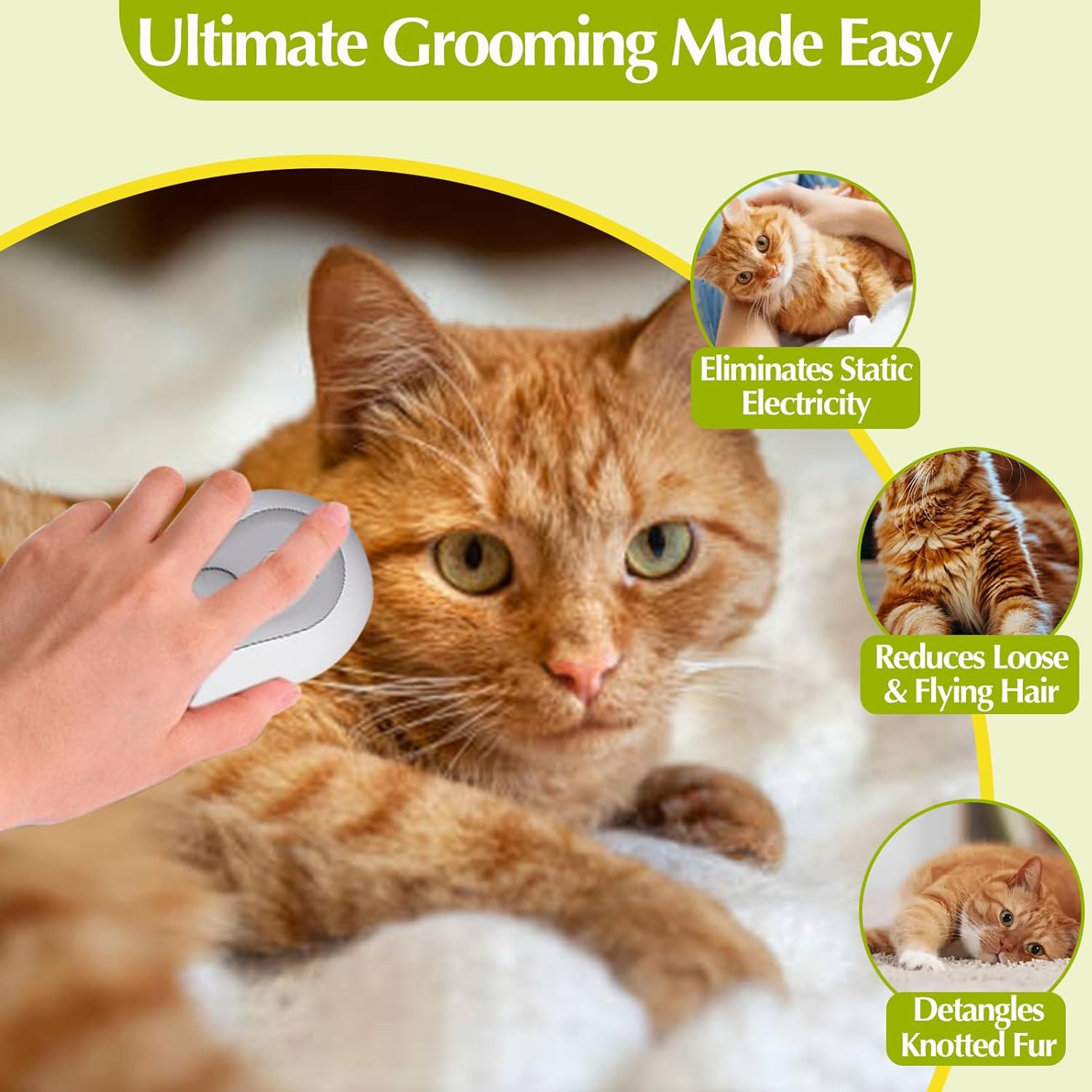 Cat Steam Brush for Shedding, 3-In-1 Rechargeable Steam Brush for Cats, Cat Brush with Steam for Long and Short Haired Cats, Cat Grooming Brush with Steam and One-Click Clean Button image number 3