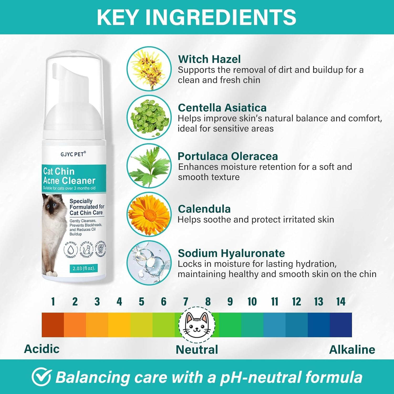 Cat Chin Acne Cleaner - No-Rinsing Blackhead & Pimple Solution with Applicator Brush, Mild Formula for Feline, Safe for Sensitive Skin (2 Fl. Oz) image number 3