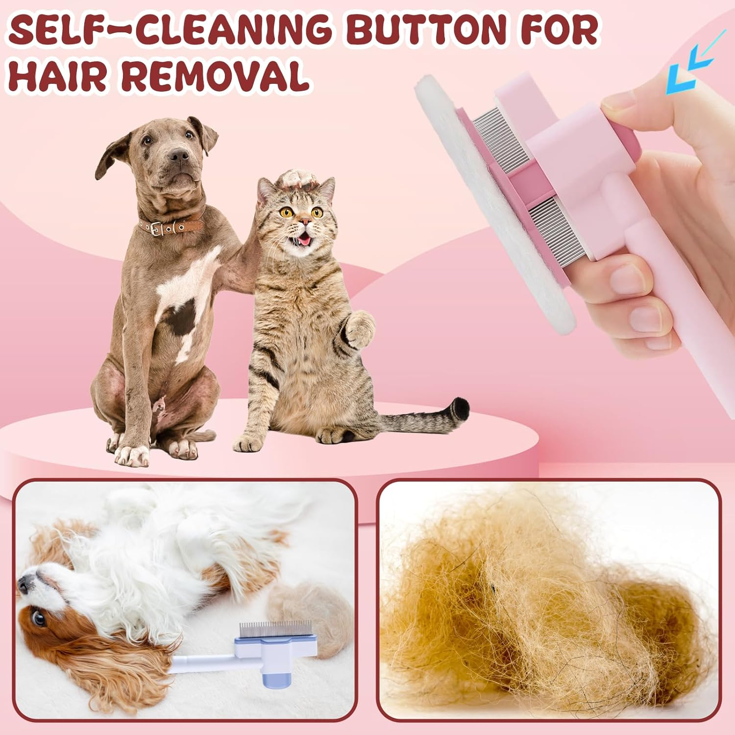 Pack of 4 Undercoat Brush Cat, Undercoat Brush Dogs, Cat Brush, Fur Flash Brush Cat, Brush Cat, Grooming Brush for Removal, for Dogs and Cats Brush image number 3