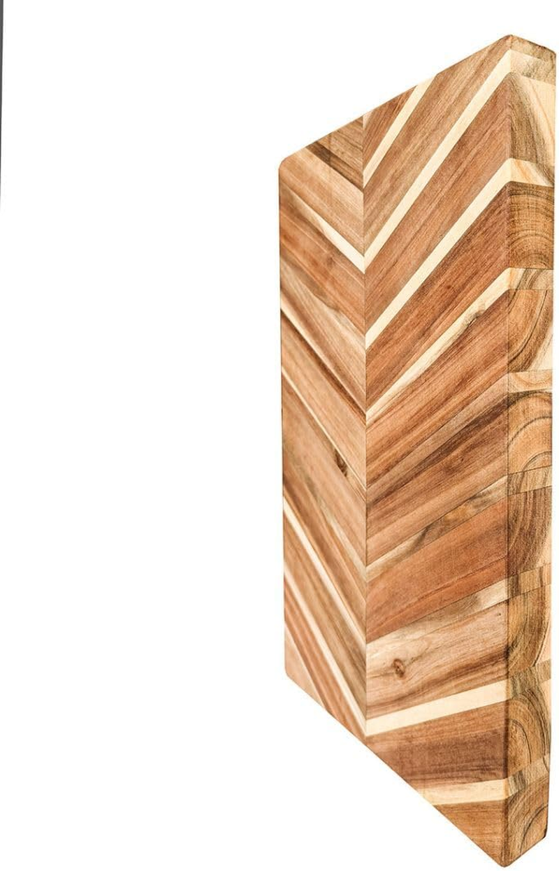 WOODECOR 45X30X3.8Cm End Grain Acacia Wood Chopping Board - Solid Timber Butcher Block for Kitchen, Non-Toxic & Knife-Friendly, Perfect for Housewarming image number 1