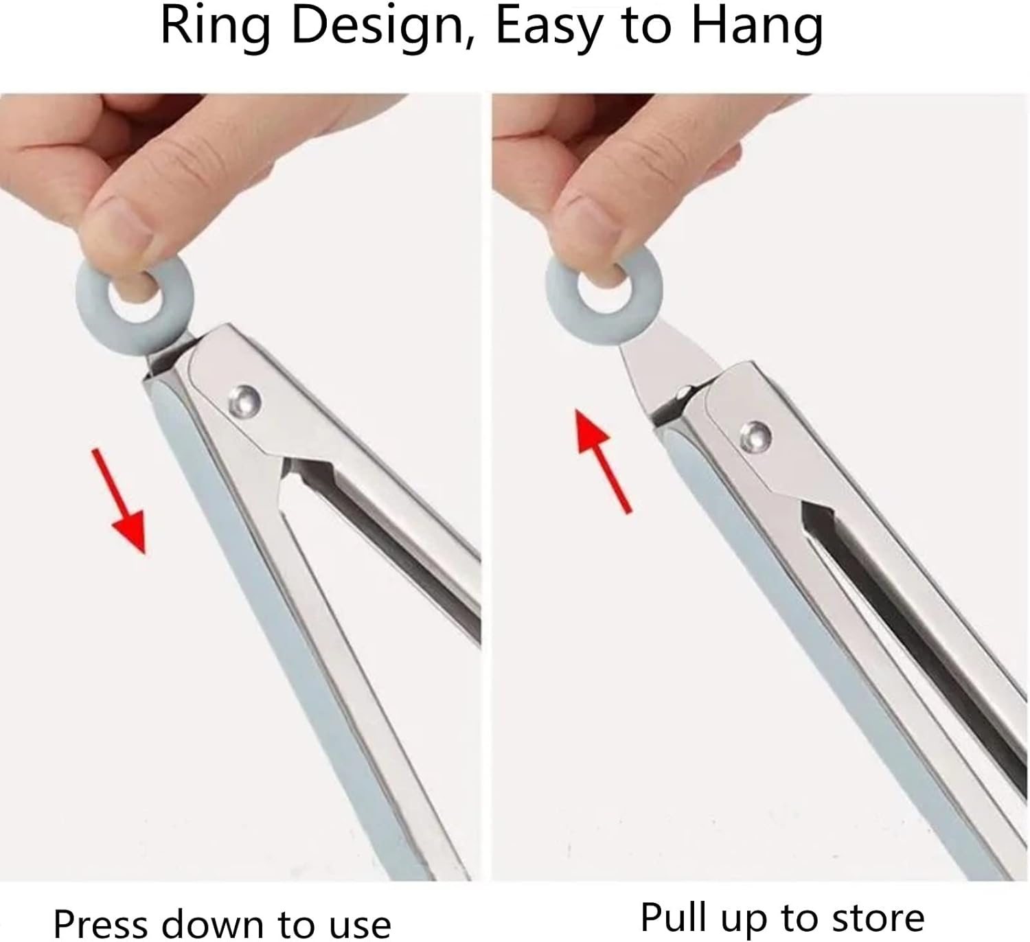 ZHIYE Kitchen Tongs, Set of 4, 7&rdquo; Non-Slip Stainless Steel Tongs with Locking Clip for Cooking, BBQ, Serving, Heat Resistant, Food Grade image number 1