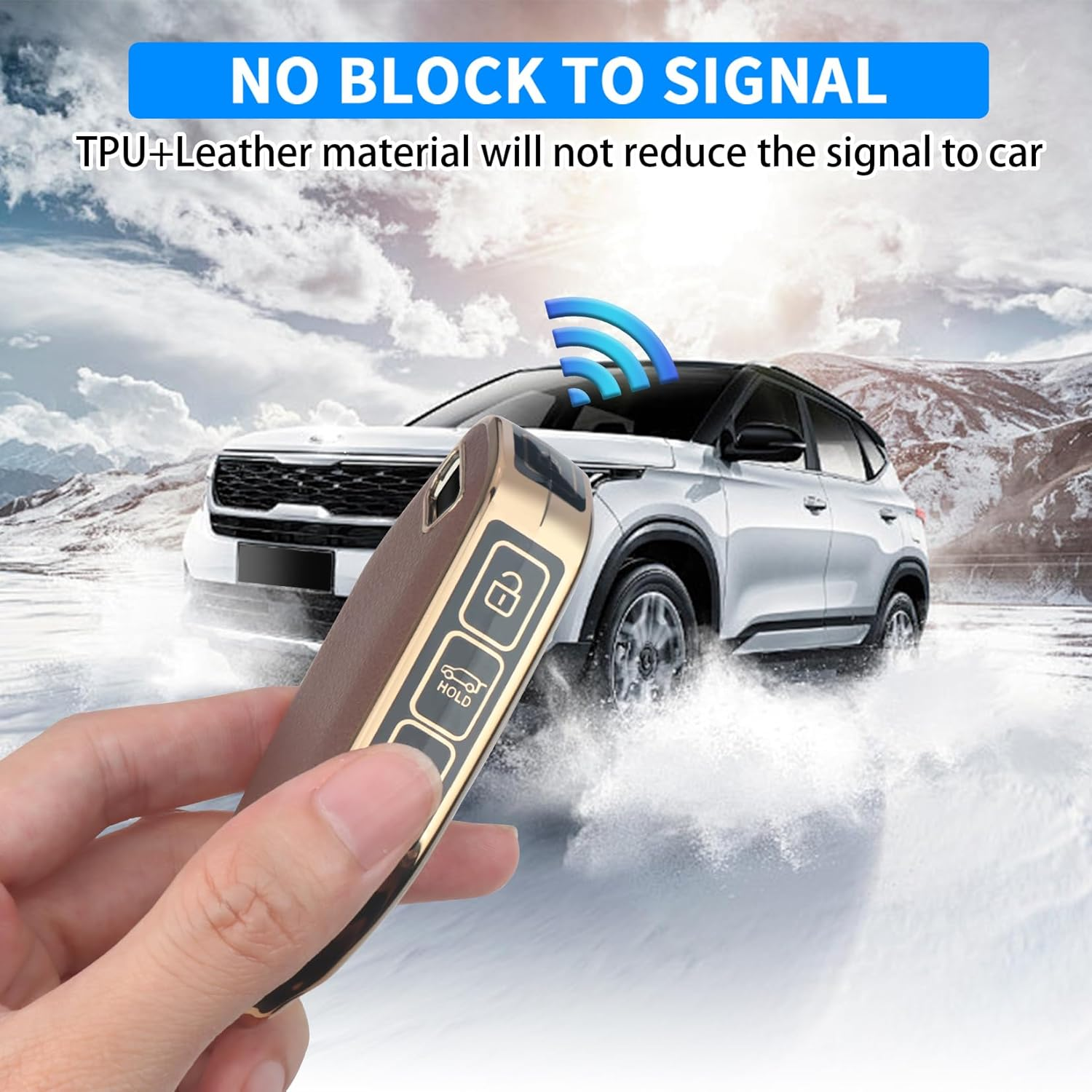 QBUC for Kia Key Fob Cover, Leather Texture Fits 2023-2025 Telluride Sorento Carnival K4 K5 Gt-Line Key Fob Case, Upper Leather + Soft TPU 360&deg;Car Key Protector with for Kia Accessories (Brown) - Black image number 2