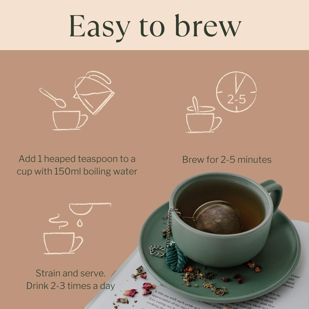 Fertility Tea | Organic Women&rsquo;S Wellness Pre-Pregnancy Herbal Tea | Natural Berry Flavour | Caffeine-Free Raspberry Leaf Blend | Supports Women&rsquo;S Reproductive System | 100G Loose Leaf image number 3