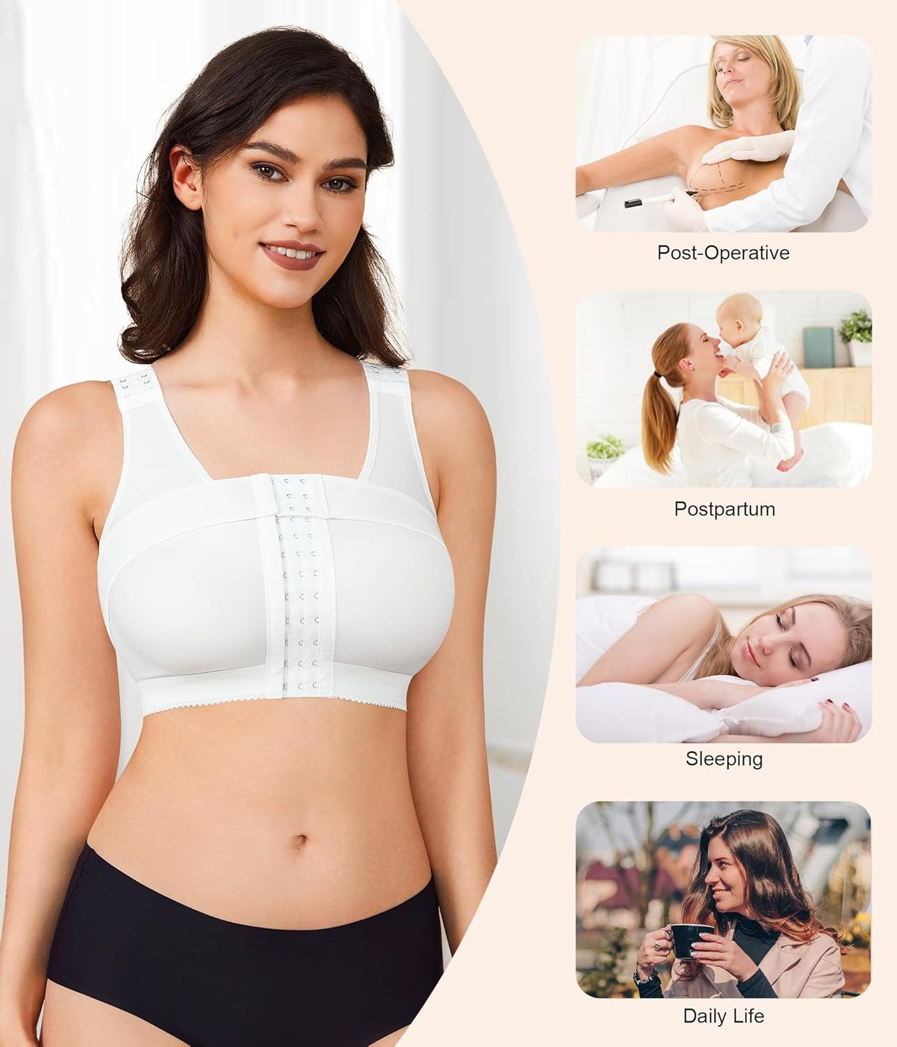 BRABIC Womens' Front Closure Post-Surgery Posture Corrector Bra image number 3