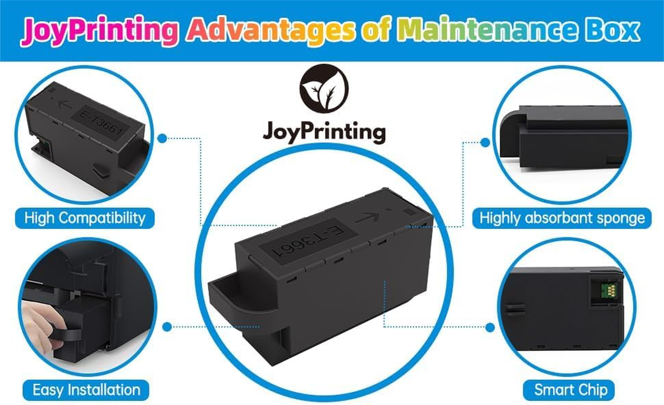 E-3661 Maintenance Box Compatible with T3661 XP-6000 XP-6001 XP-6005 XP-6100 XP-6105, Expression Photo XP-8500 XP-8600 XP-8700 XP-8605 XP-970 XP-15000 XP-15010 XP-15080 Printer - 2 Black image number 5