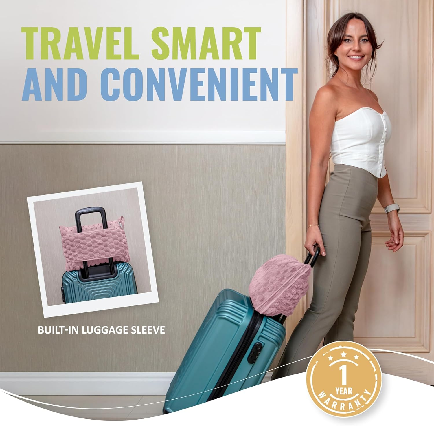 BOACAY Packable Travel Blanket for Airplane, Car - Compact Office Blanket - Portable Pillow for Adults, Kids with Case, Luggage Sleeve, Backpack Clip