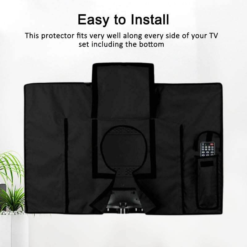 Leona Co Waterproof Outdoor TV Cover for 30-65 Inch TV with Bottom Cover, Dustproof and Weatherproof TV Screen Protectors with Remote Control Pocket for LED, LCD, OLED Flat Screen Tvs (For 55-58" TV) - For 30-32" Tv image number 3
